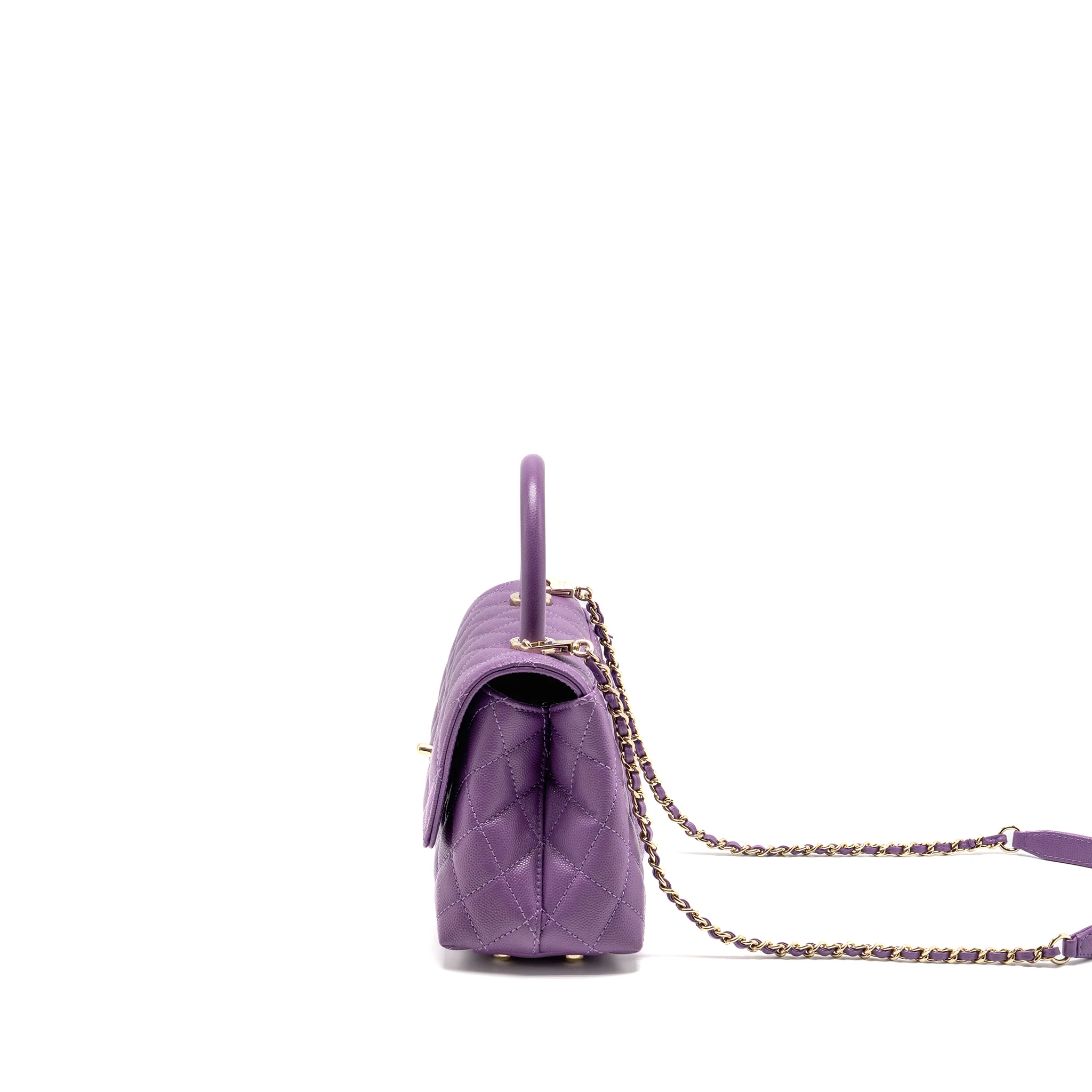 Chanel Small Coco Handle Caviar purple LGHW (microchip) - Image 4