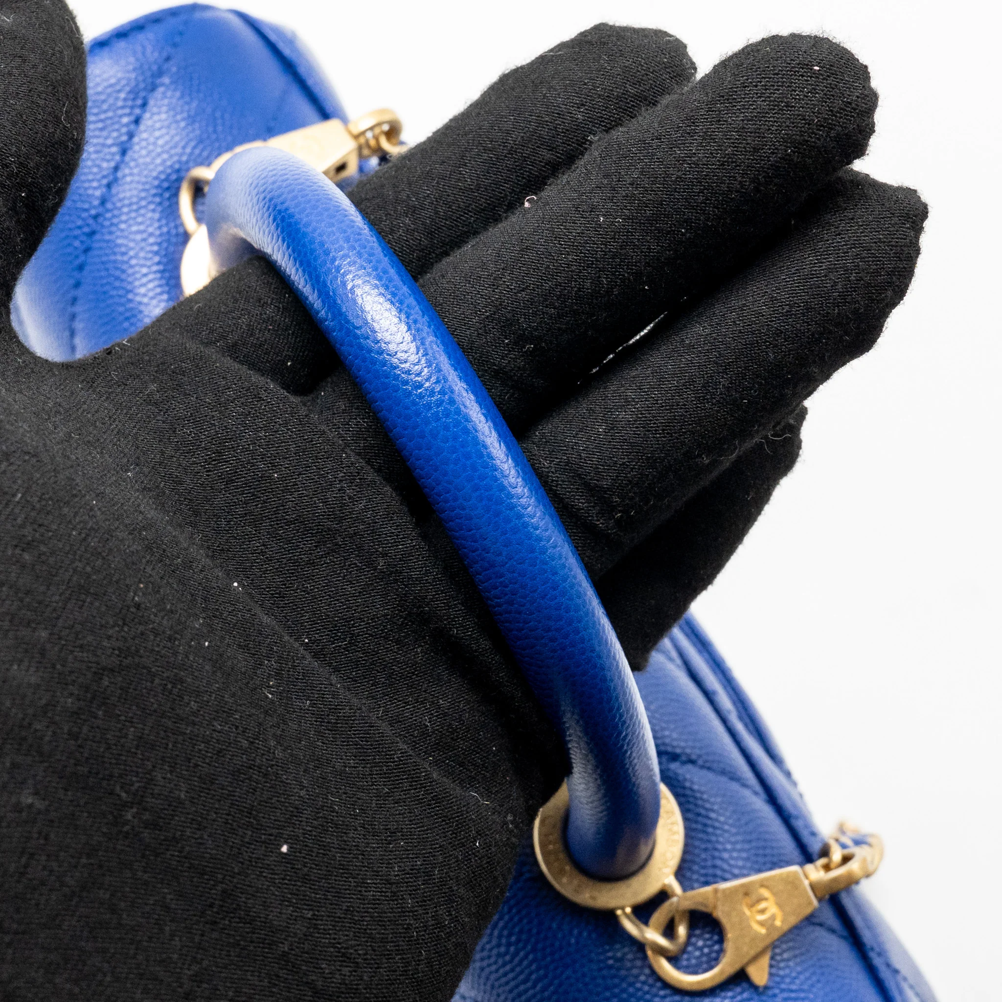 Chanel Small Coco Handle Chevron Caviar Blue GHW - Image 12