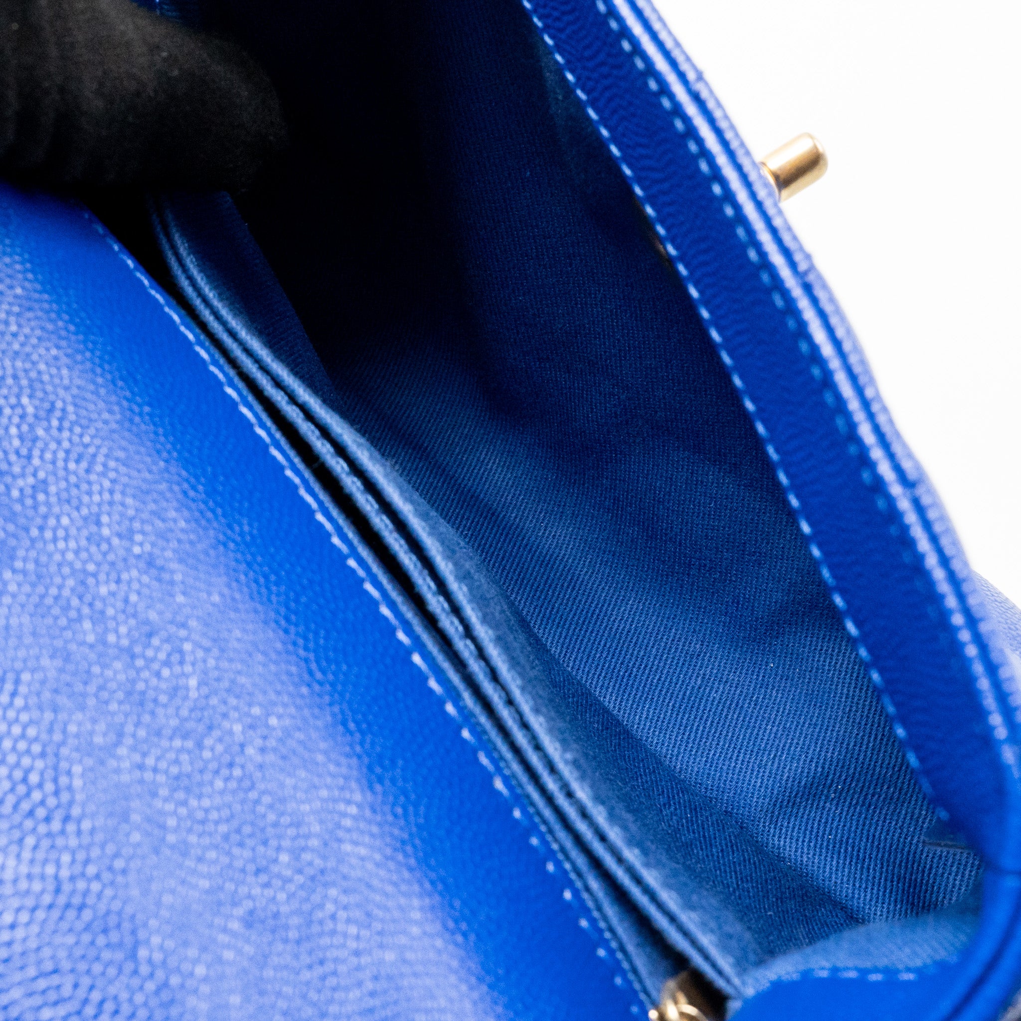 Chanel Small Coco Handle Chevron Caviar Blue GHW - Image 16