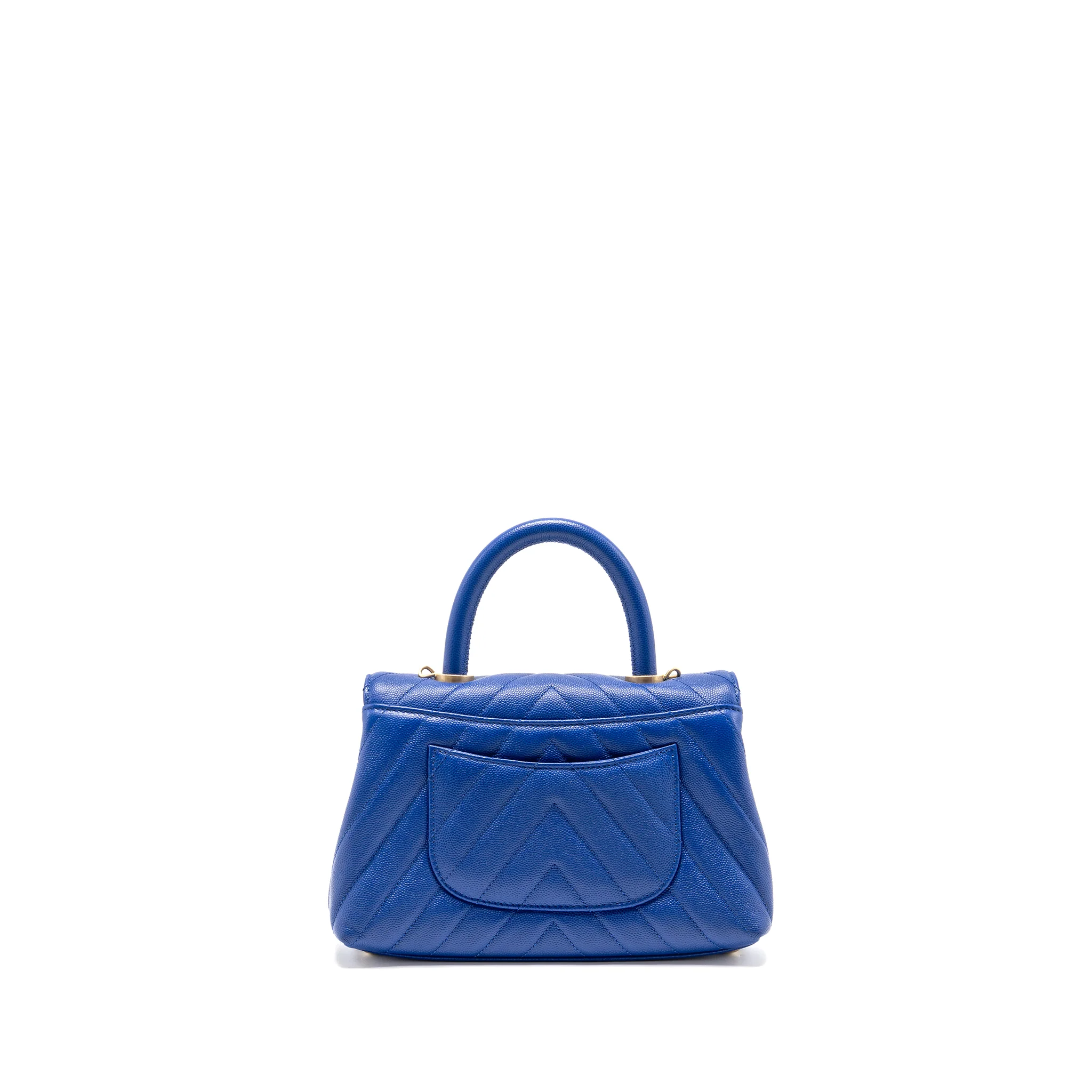 Chanel Small Coco Handle Chevron Caviar Blue GHW - Image 2