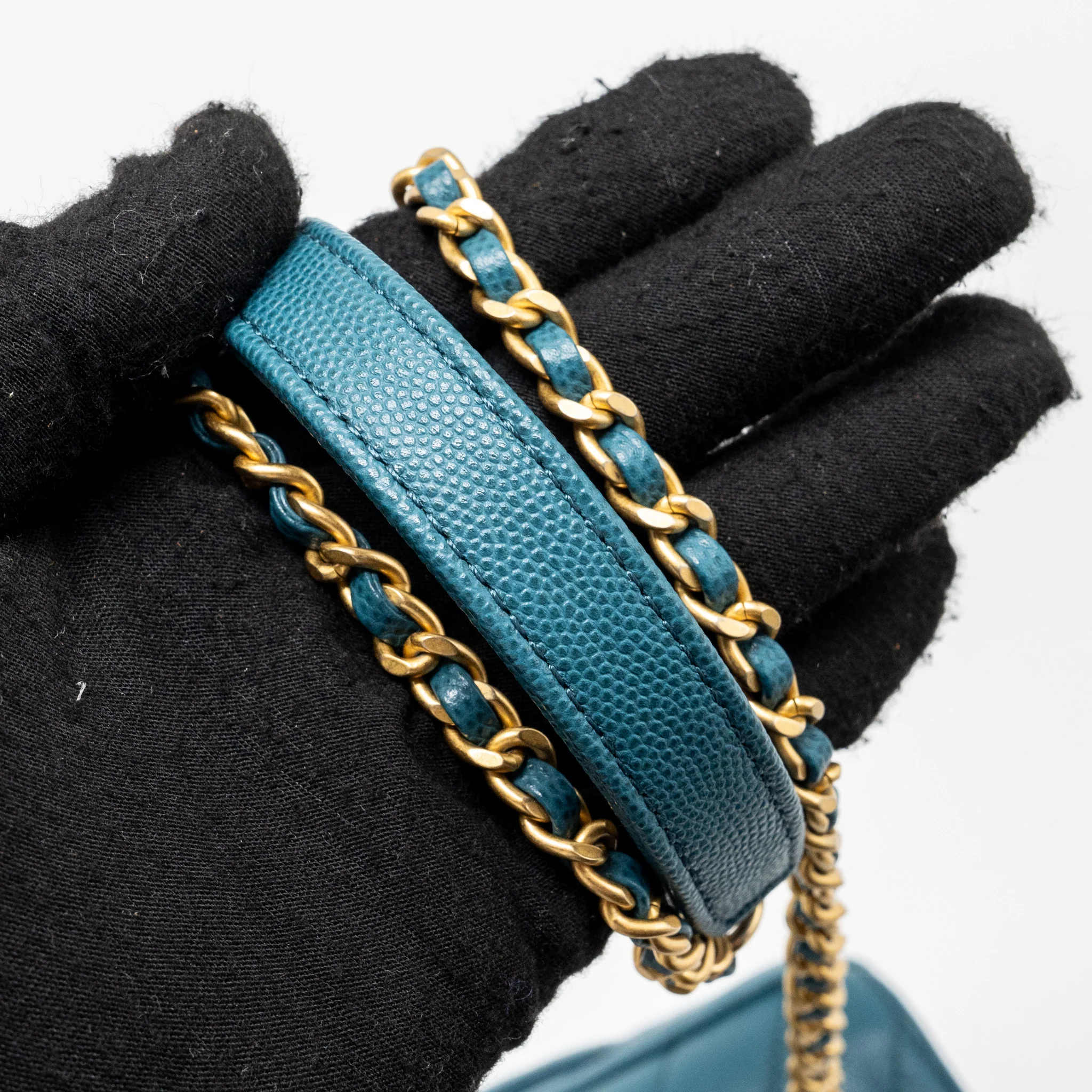 Chanel Small Coco Handle Chevron Caviar Green Brushed GHW - Image 12