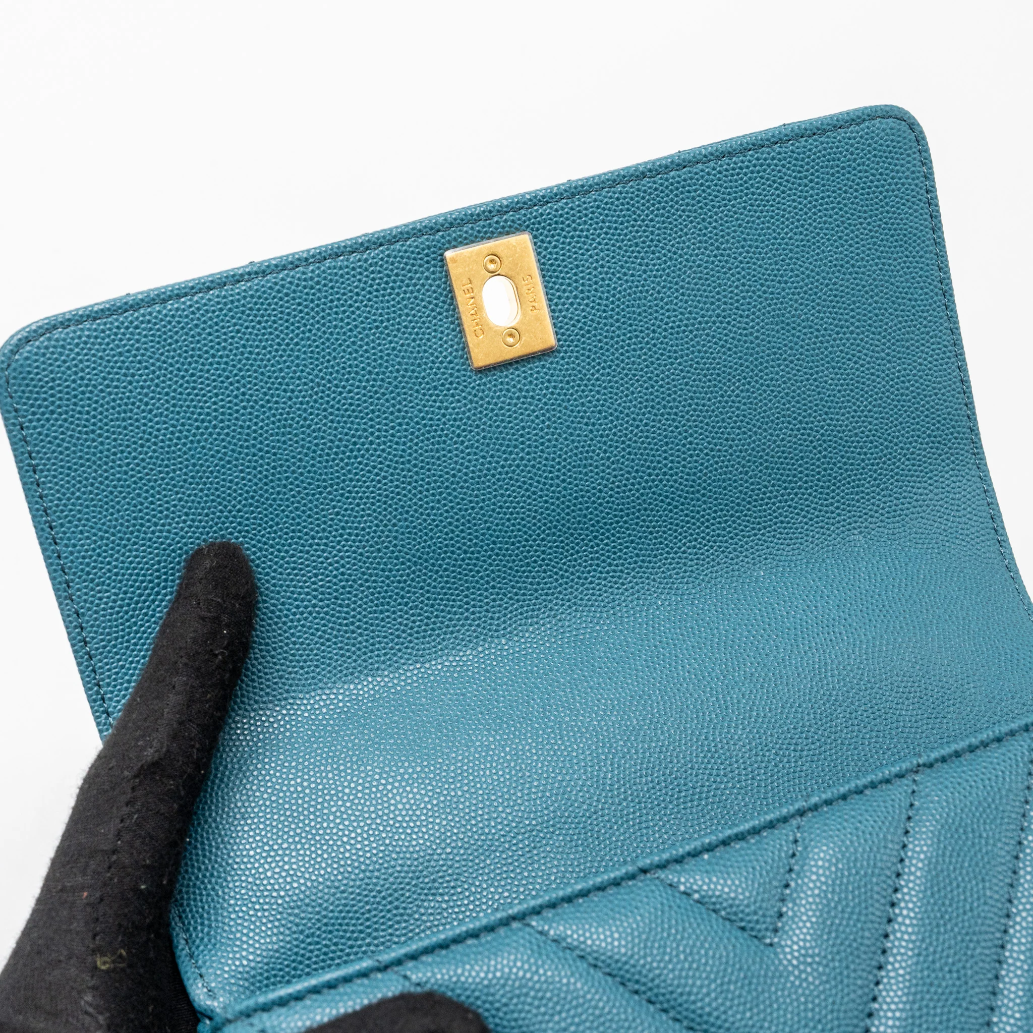 Chanel Small Coco Handle Chevron Caviar Green Brushed GHW - Image 13