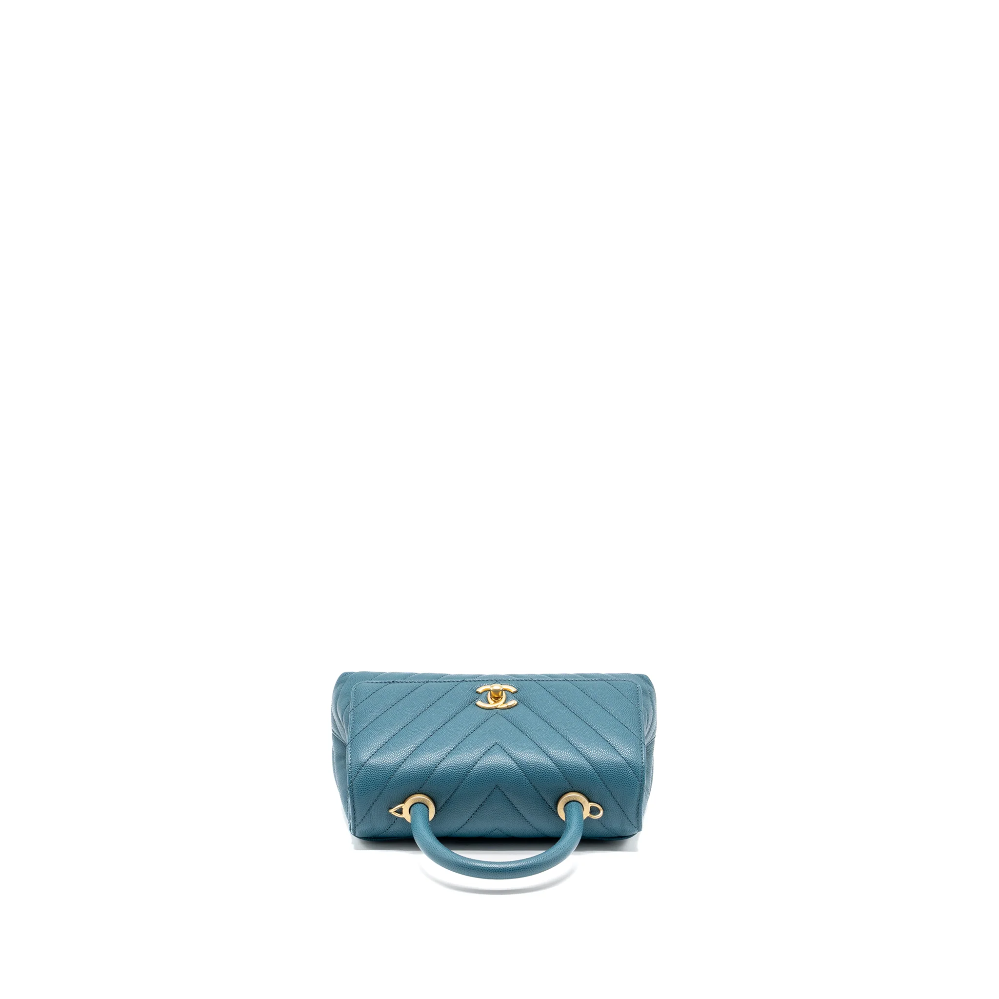 Chanel Small Coco Handle Chevron Caviar Green Brushed GHW - Image 5