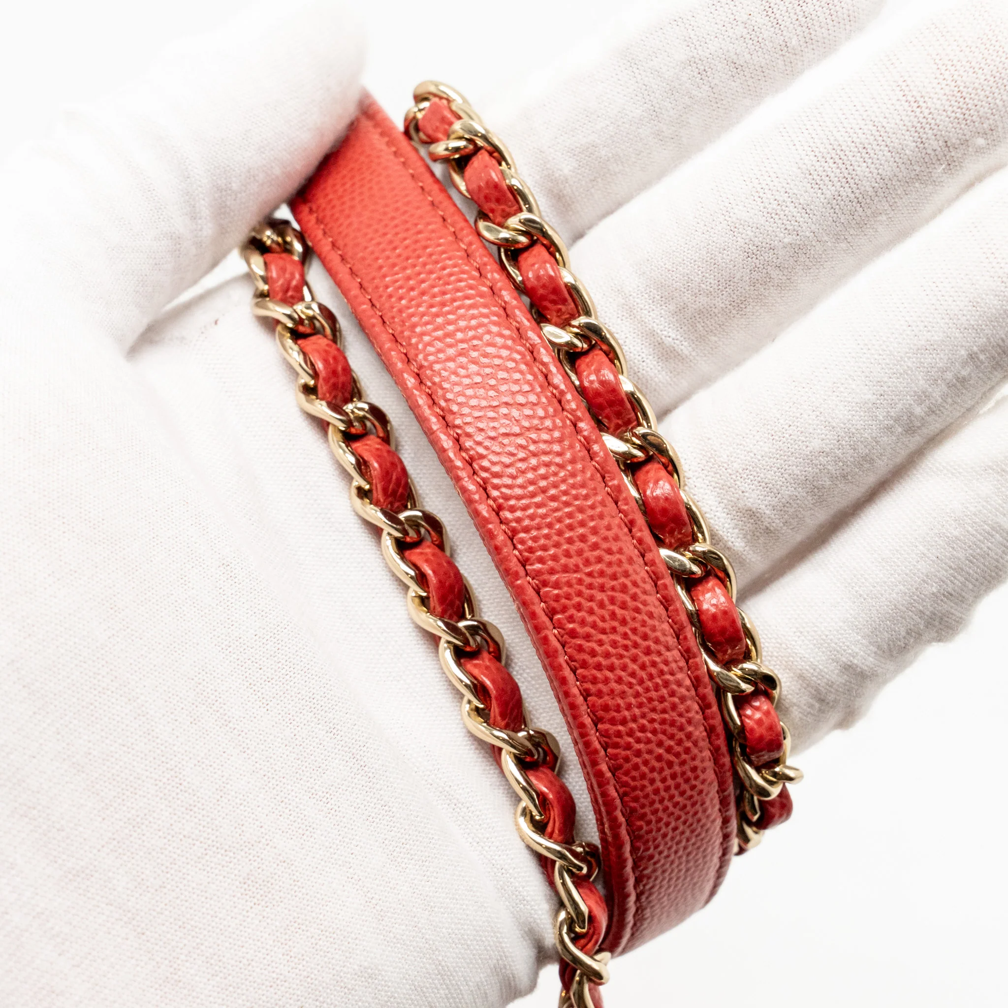 Chanel Small Coco Handle Chevron Caviar Red GHW - Image 20