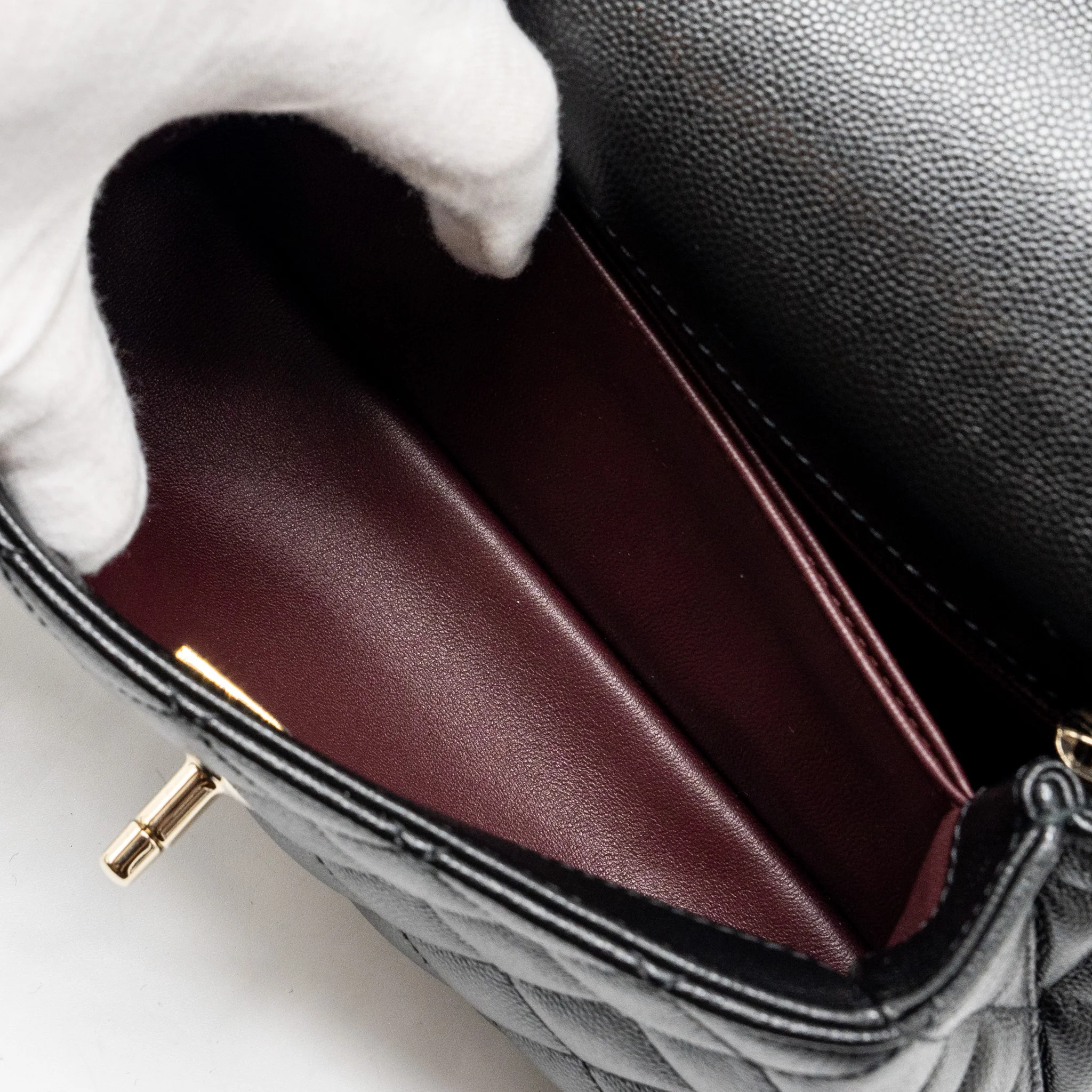 Chanel small coco handle with lizard embossed handle caviar black LGHW (microchip) - Image 18