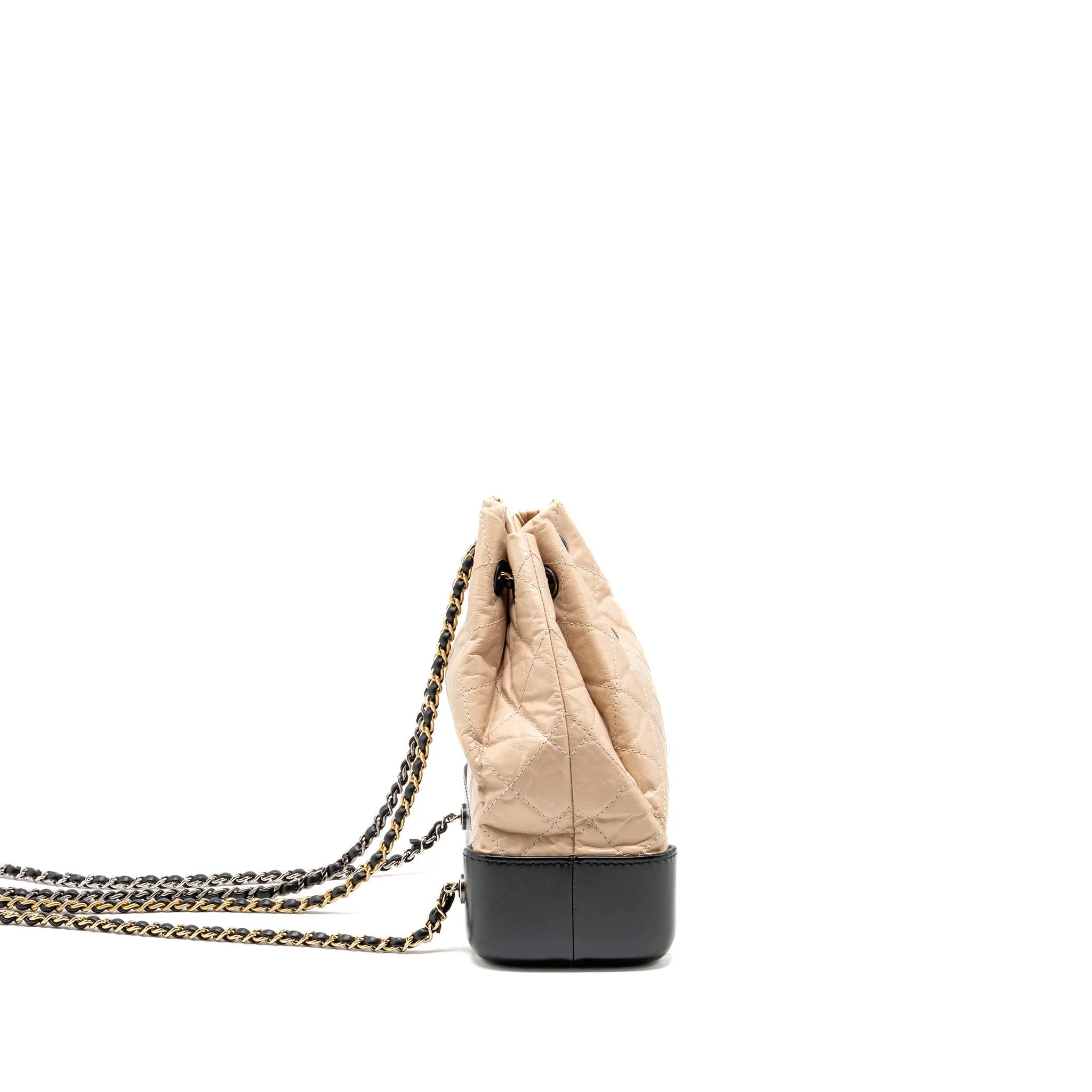 Chanel Small Gabrielle Backpack Aged Calfskin Beige/ Black Multicolour Hardware - Image 3
