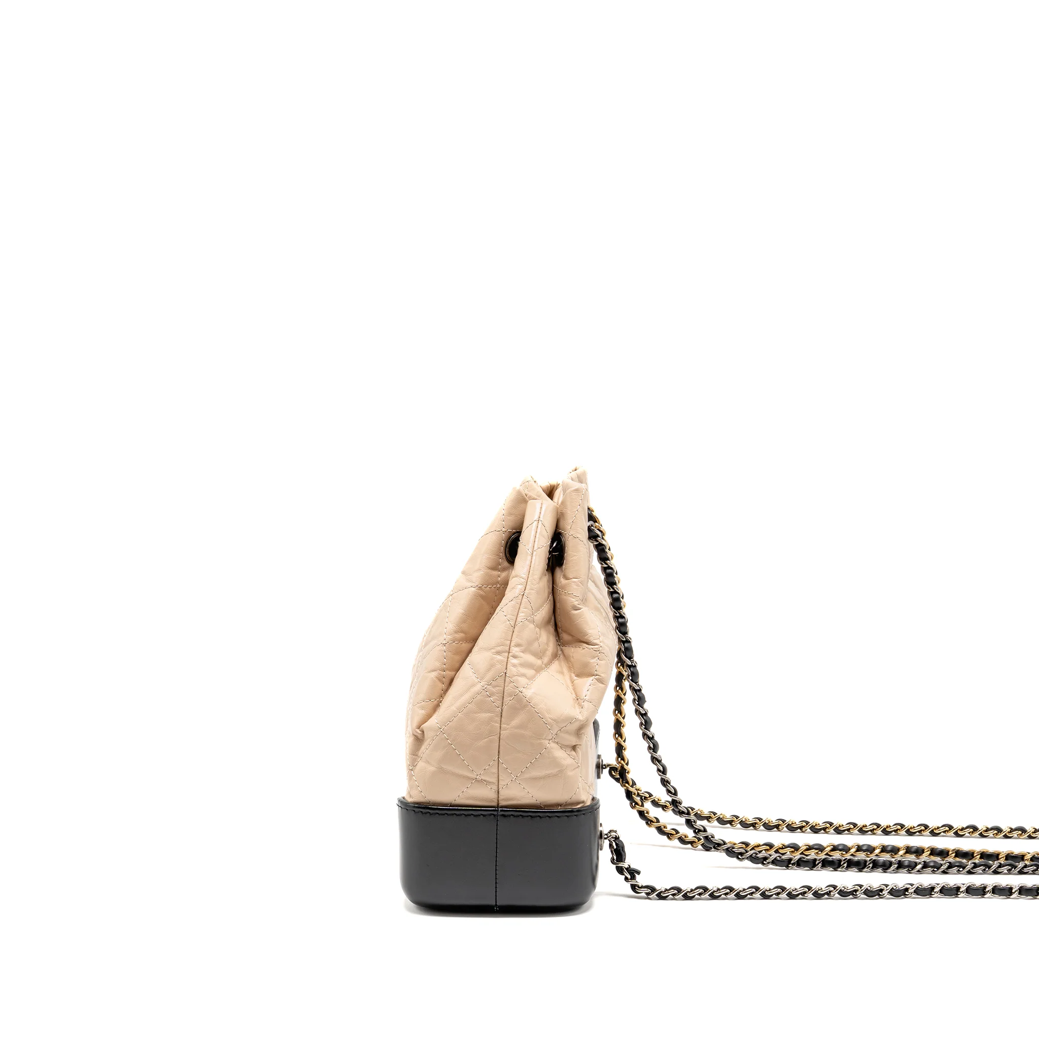 Chanel Small Gabrielle Backpack Aged Calfskin Beige/ Black Multicolour Hardware - Image 4