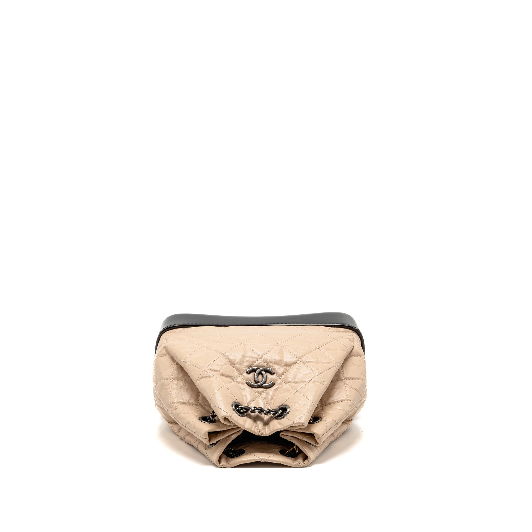 Chanel Small Gabrielle Backpack Aged Calfskin Beige/ Black Multicolour Hardware - Image 5