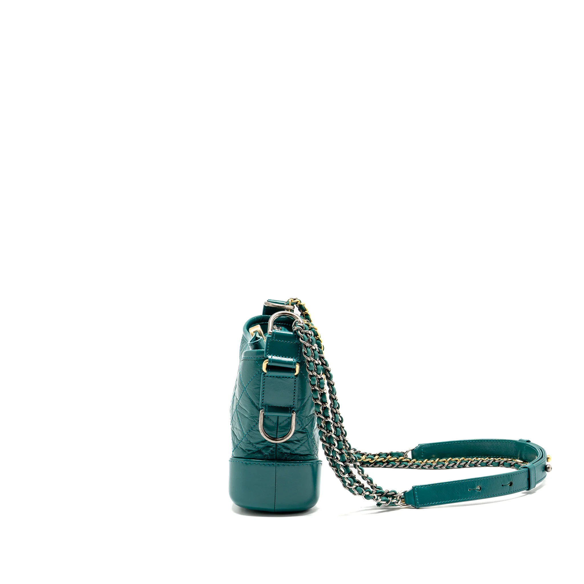 Chanel Small Gabrielle Hobo Bag Aged Calfskin Green Multicoloured hareware - Image 4