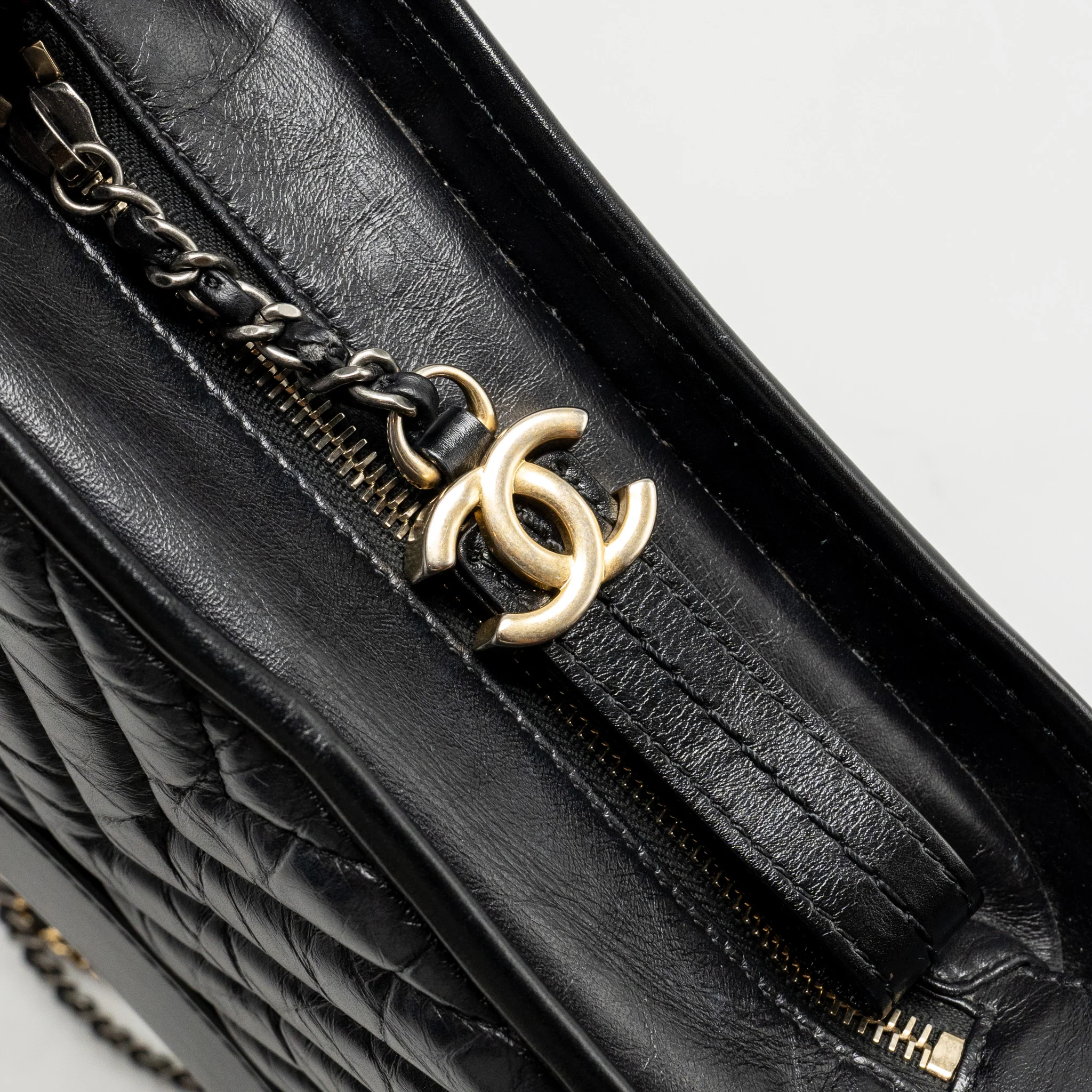 Chanel Small Gabrielle Hobo Bag Chevron Calfskin Black Multicolour Hardware - Image 12
