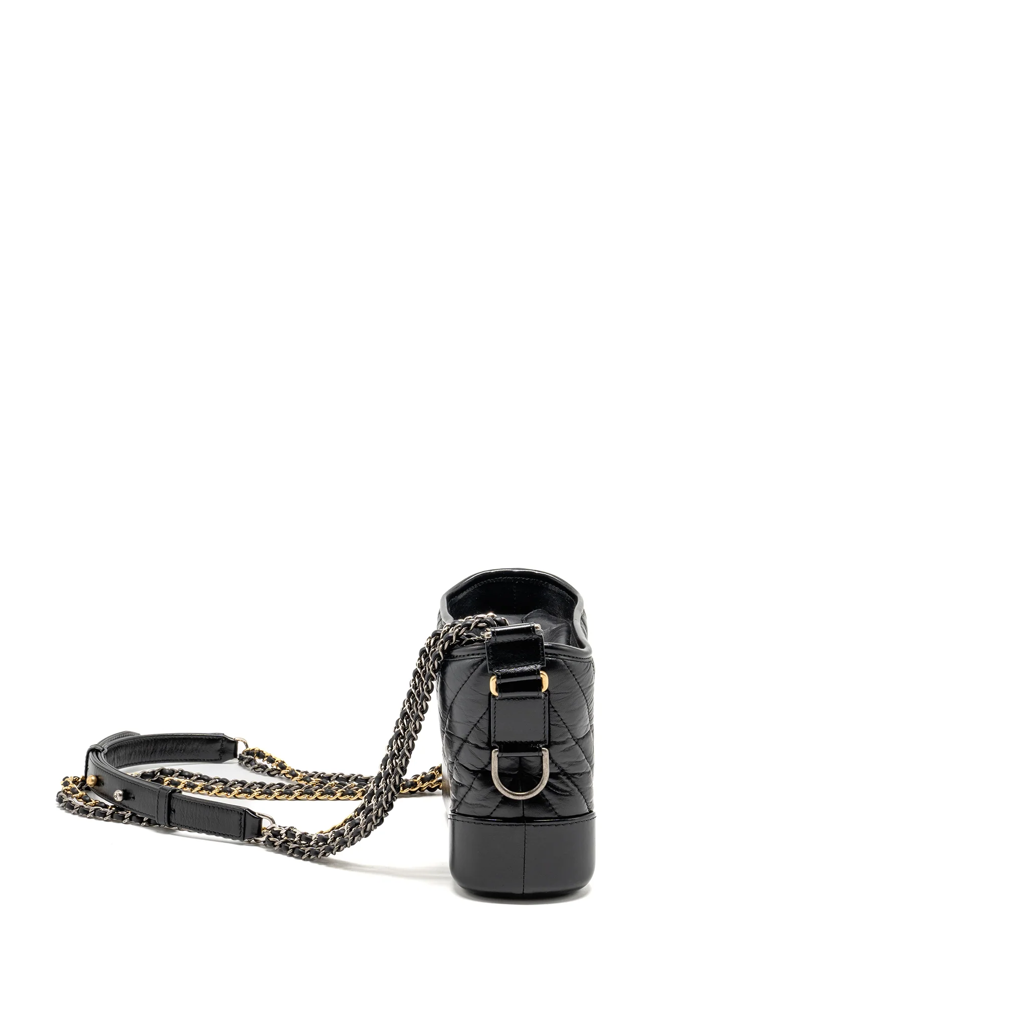 Chanel Small Gabrielle Hobo Bag Chevron Calfskin Black Multicolour Hardware - Image 3