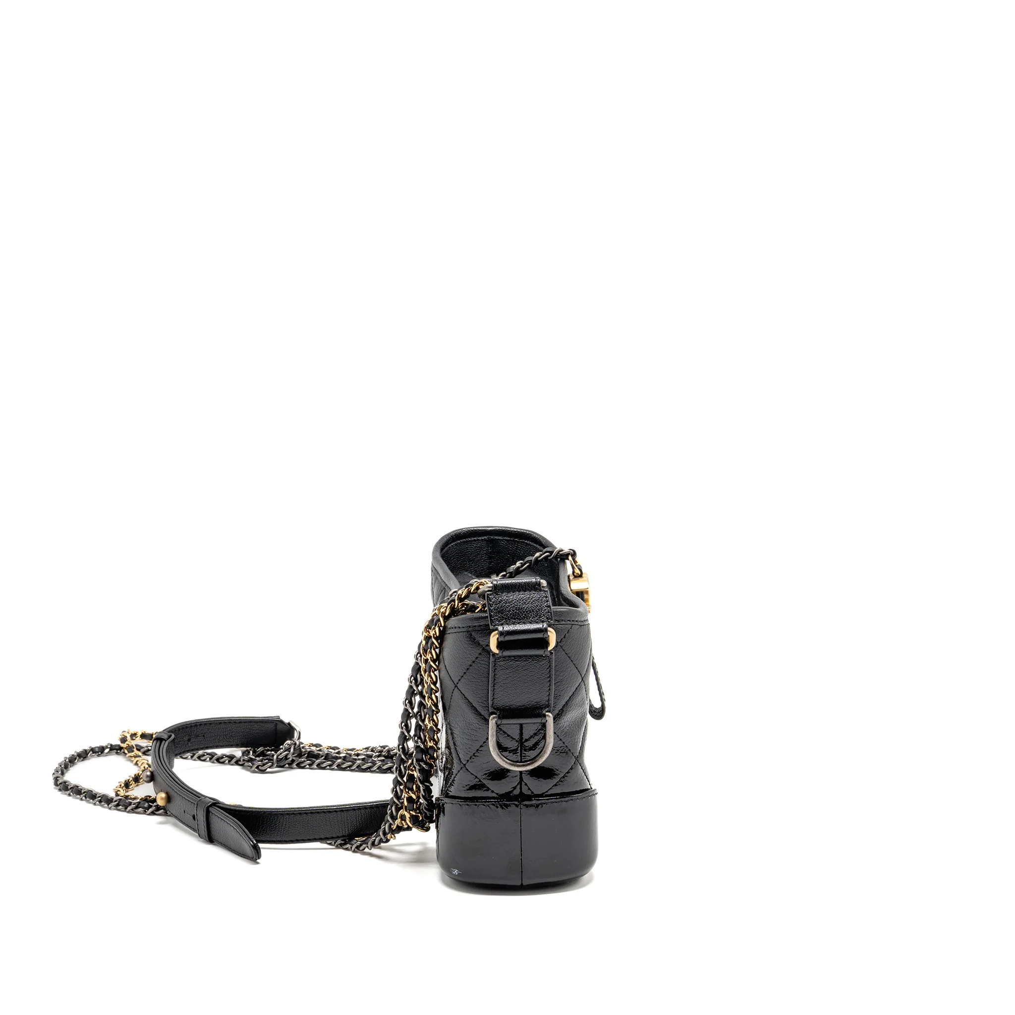Chanel Small Gabrielle Hobo Bag Goatskin/Patent Black Multicolour Hardware - Image 3