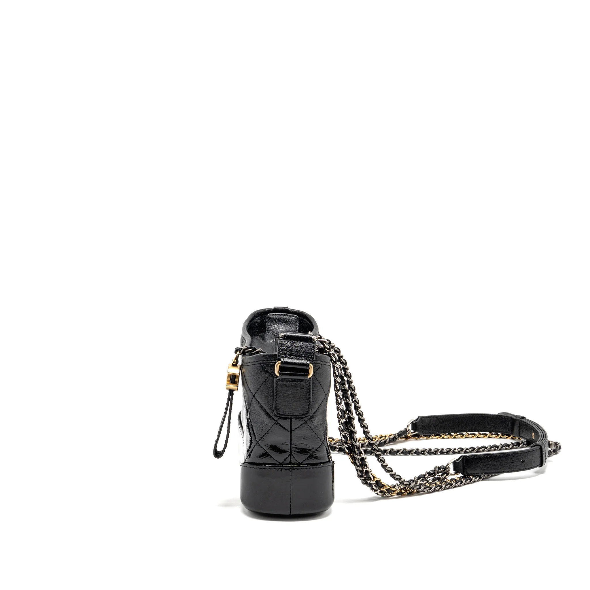 Chanel Small Gabrielle Hobo Bag Goatskin/Patent Black Multicolour Hardware - Image 4