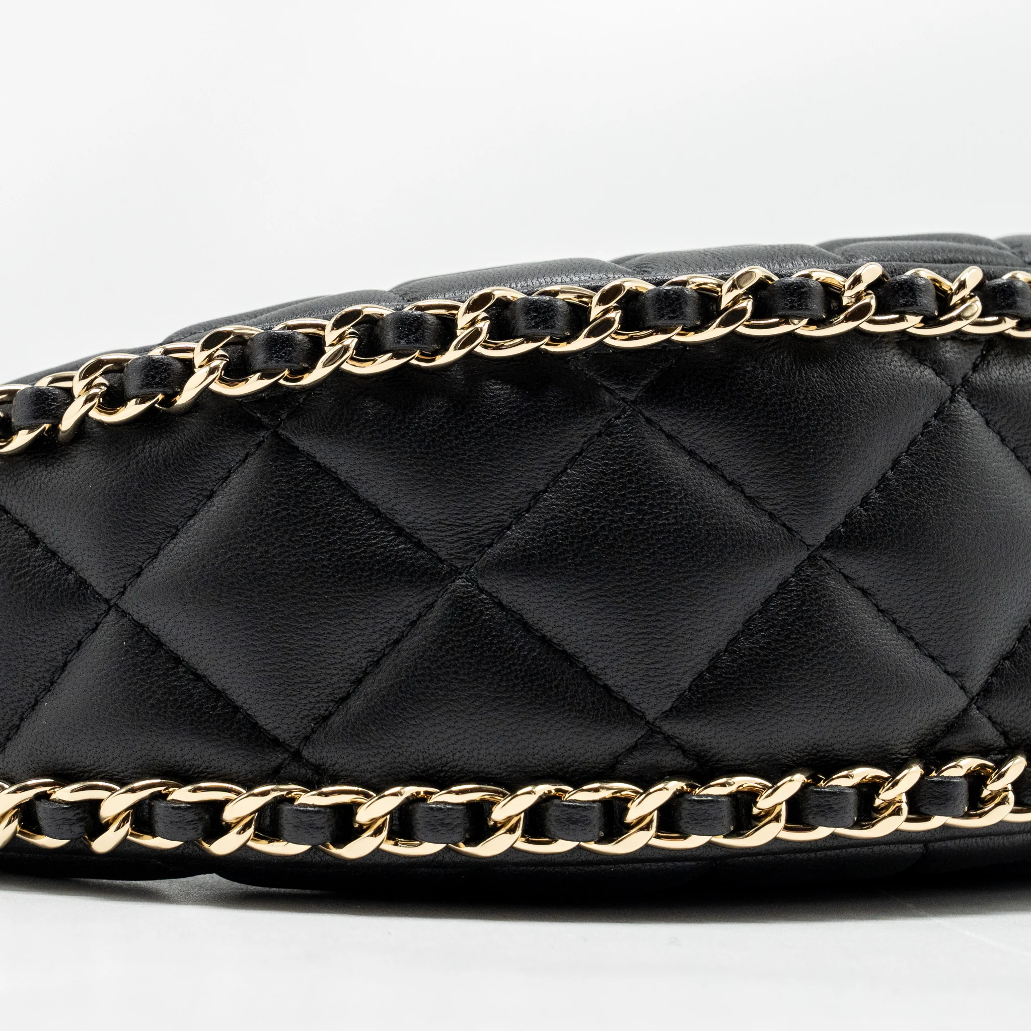 Chanel Small moon Hobo Bag Lambskin Black LGHW (Microchip) - Image 6