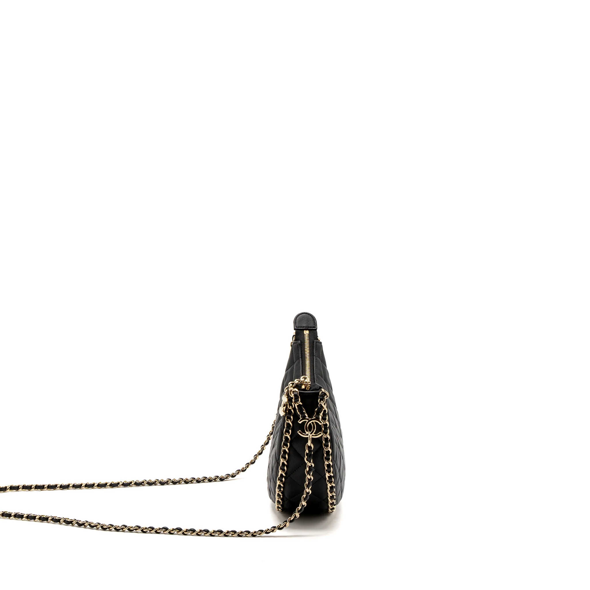 Chanel Small moon Hobo Bag Lambskin Black LGHW (Microchip) - Image 3