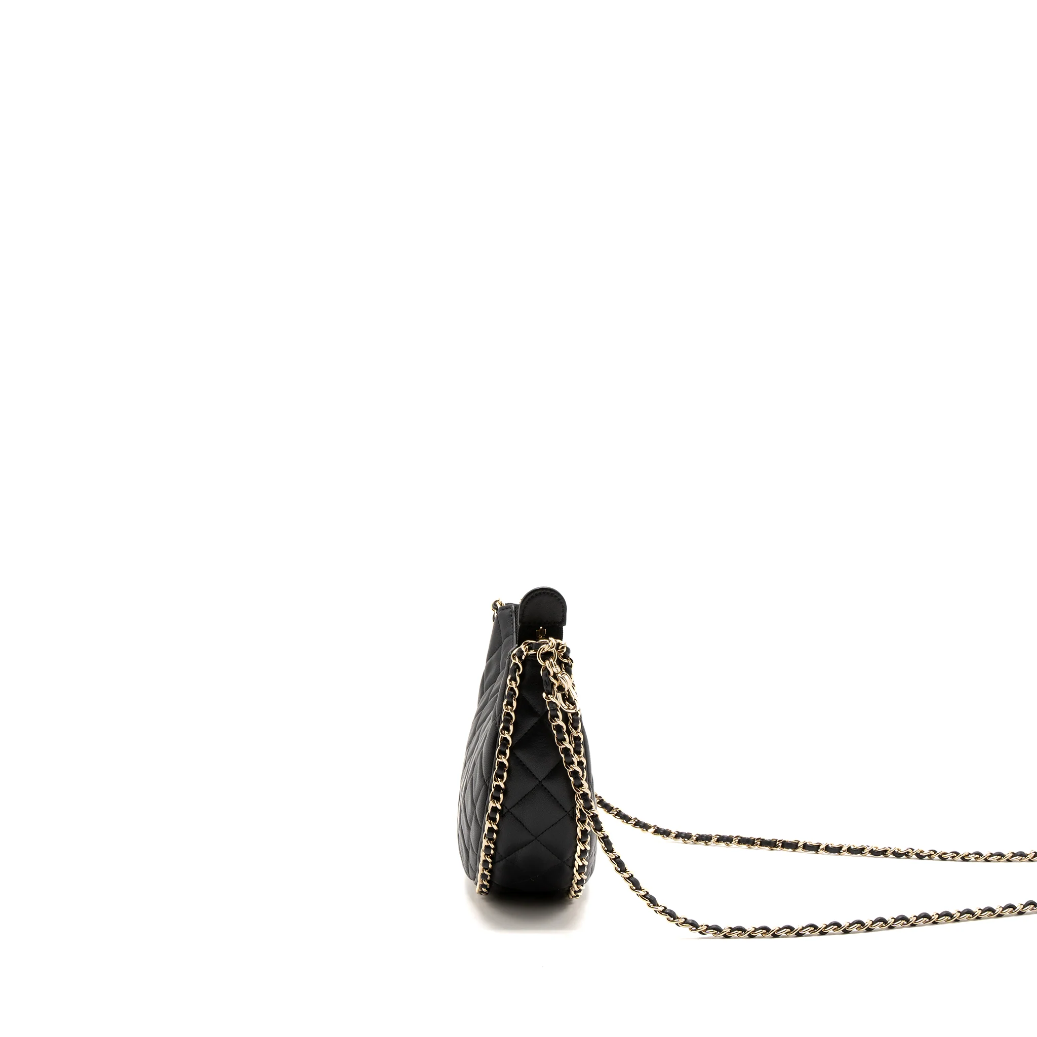 Chanel Small moon Hobo Bag Lambskin Black LGHW (Microchip) - Image 4