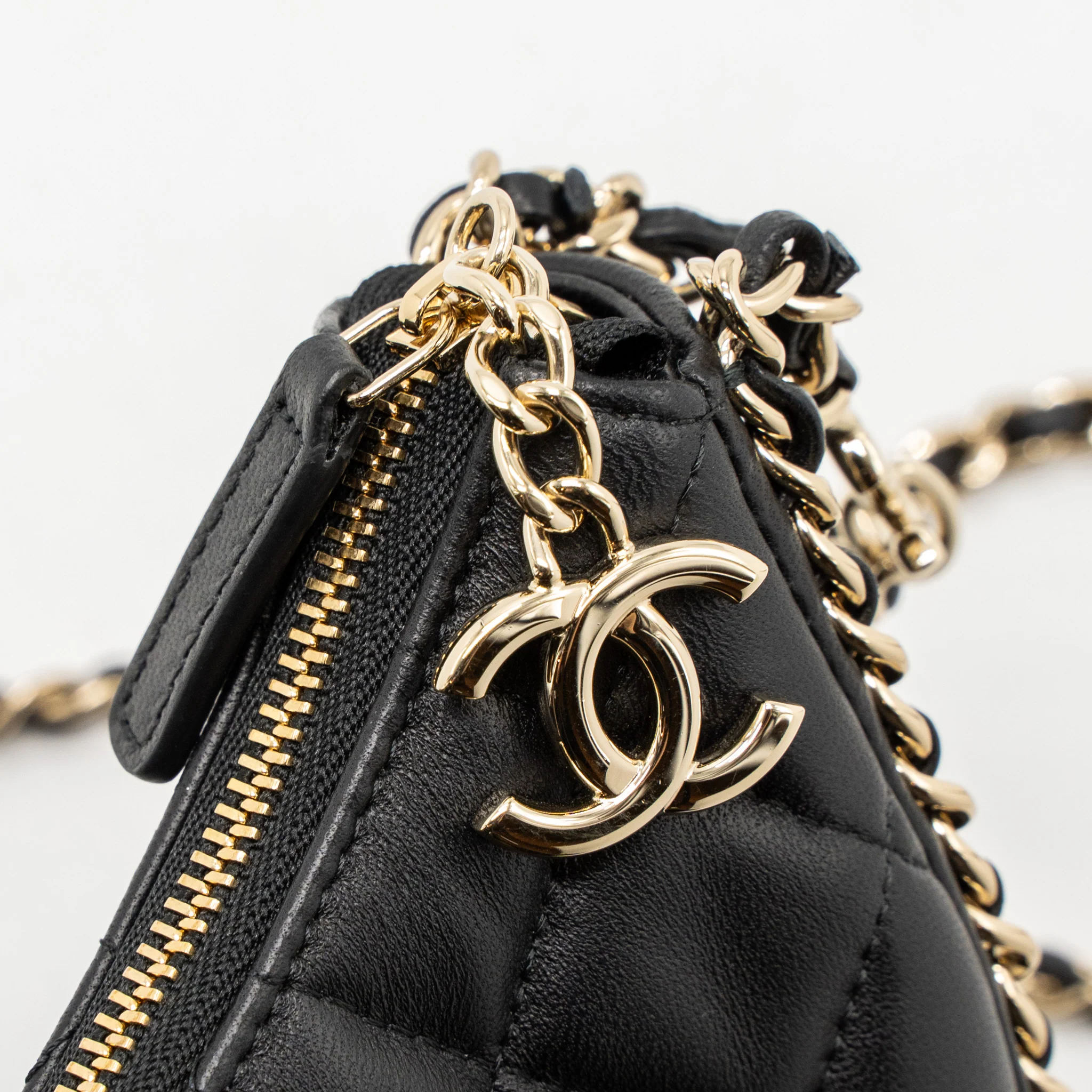 Chanel Small moon Hobo Bag Lambskin Black LGHW (Microchip) - Image 8