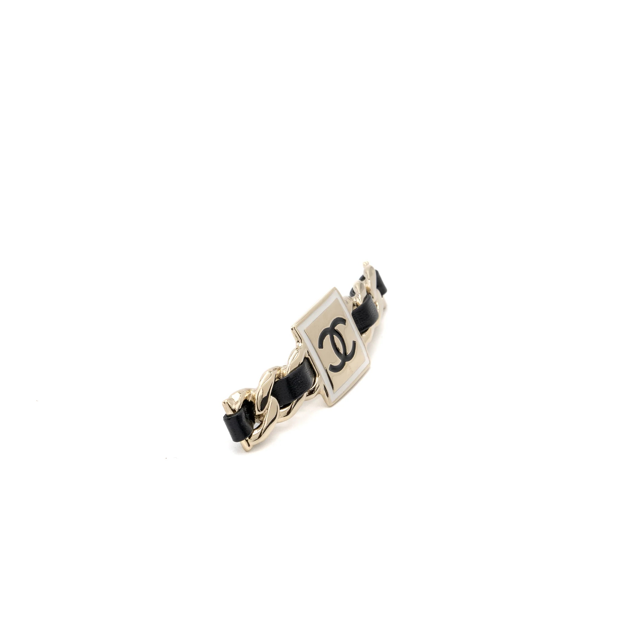 Chanel square CC logo hair clip black / light gold tone - Image 3