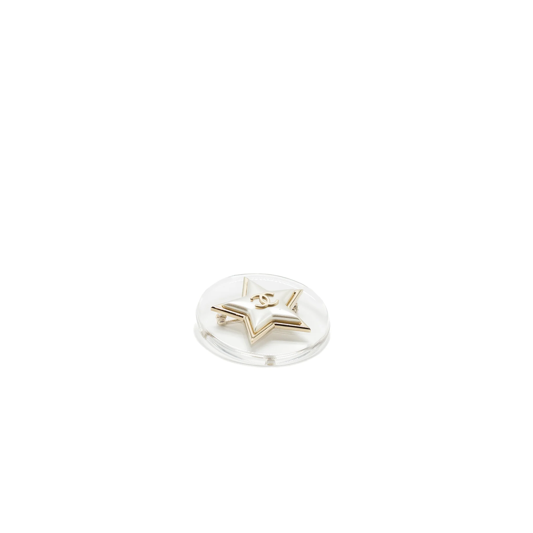 Chanel Star Brooch Crystal Light Gold Tone - Image 3