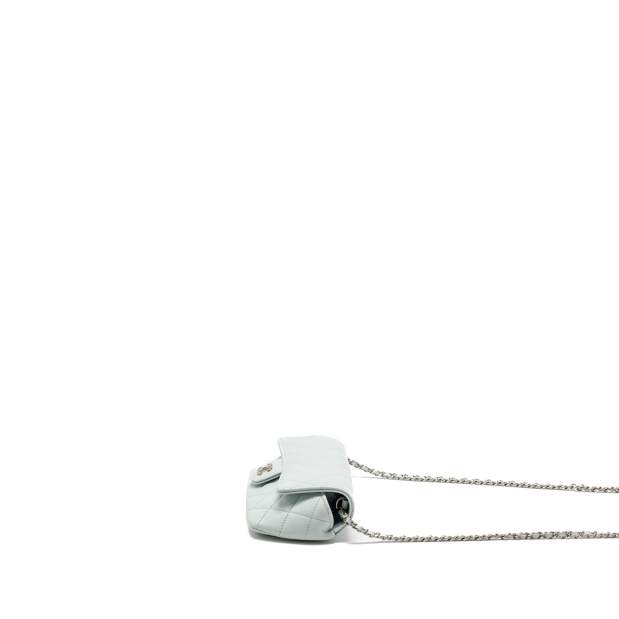 Chanel Sunglasses Case Clutch with Chain Caviar Light Blue SHW - Image 4