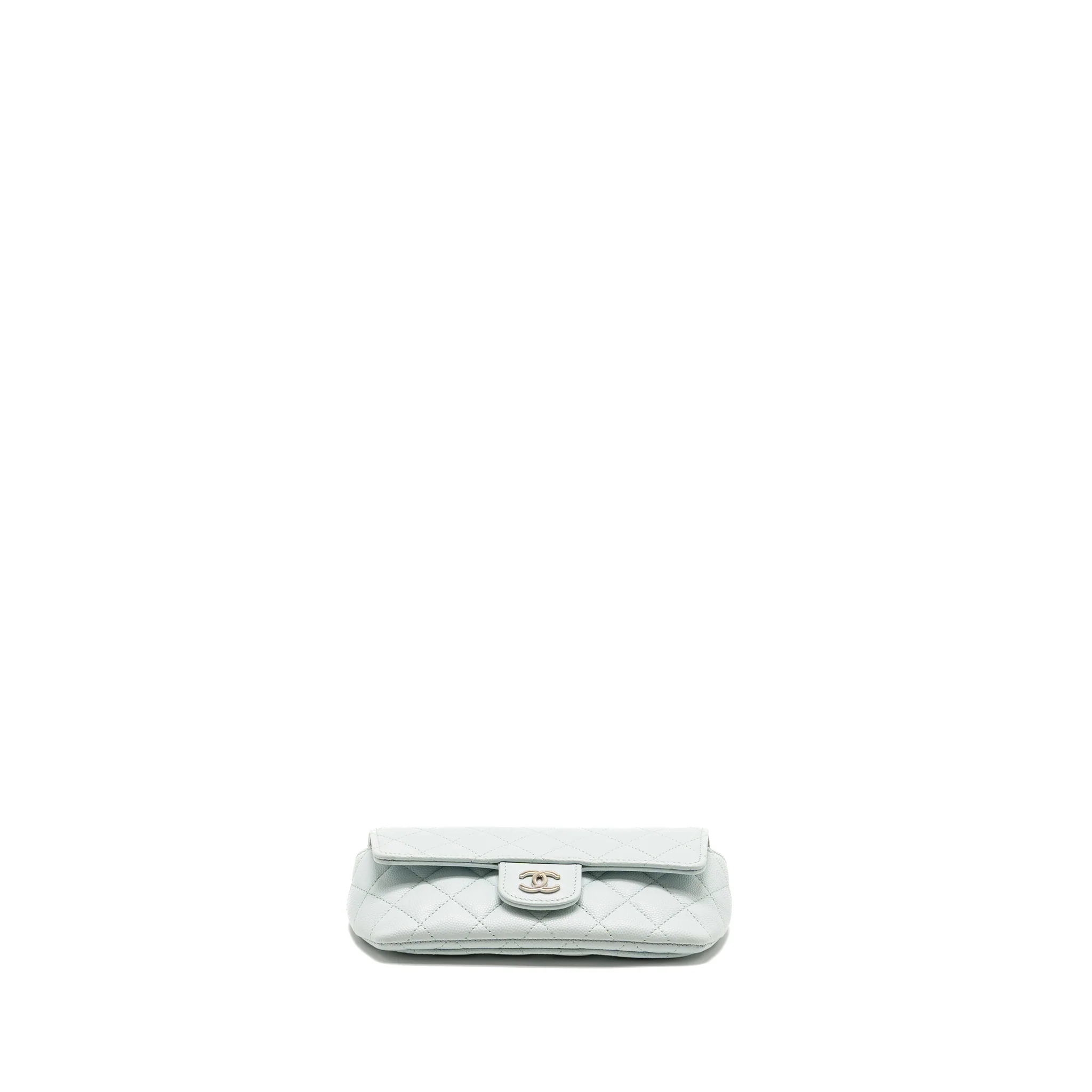 Chanel Sunglasses Case Clutch with Chain Caviar Light Blue SHW - Image 5