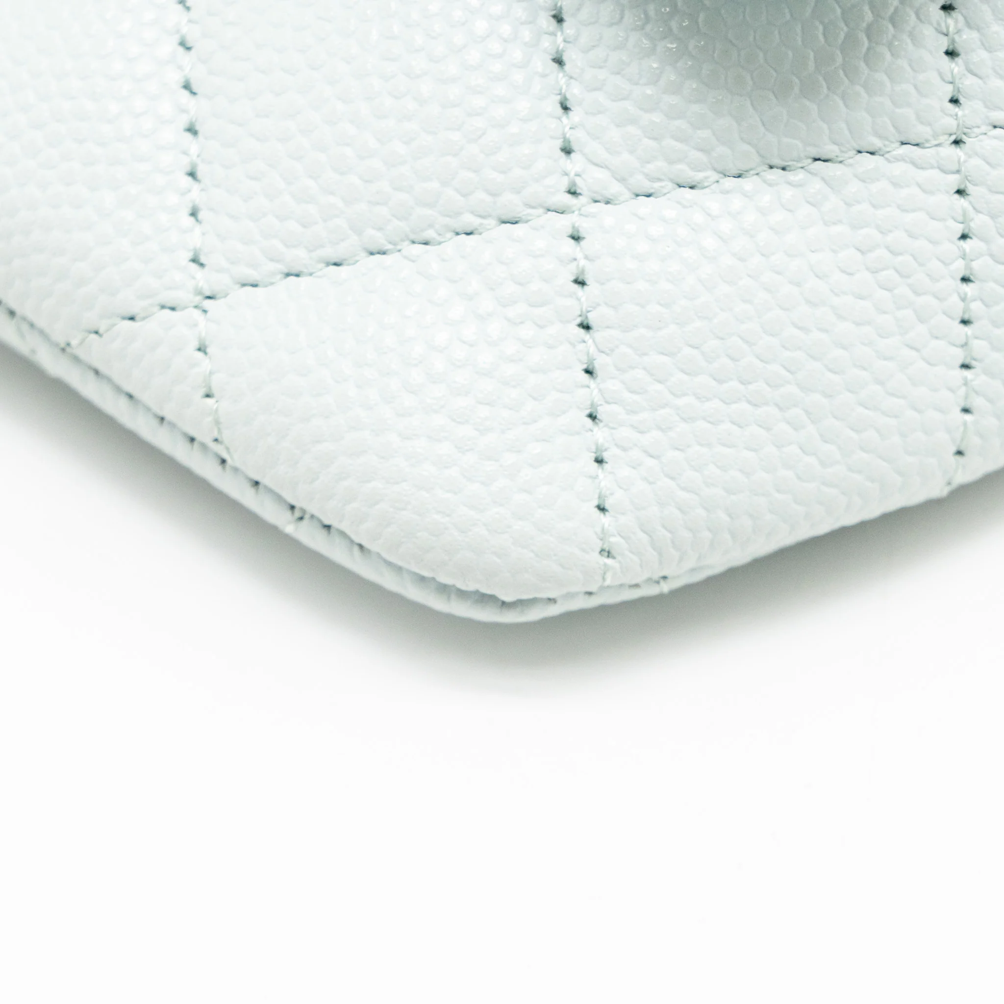 Chanel Sunglasses Case Clutch with Chain Caviar Light Blue SHW - Image 7