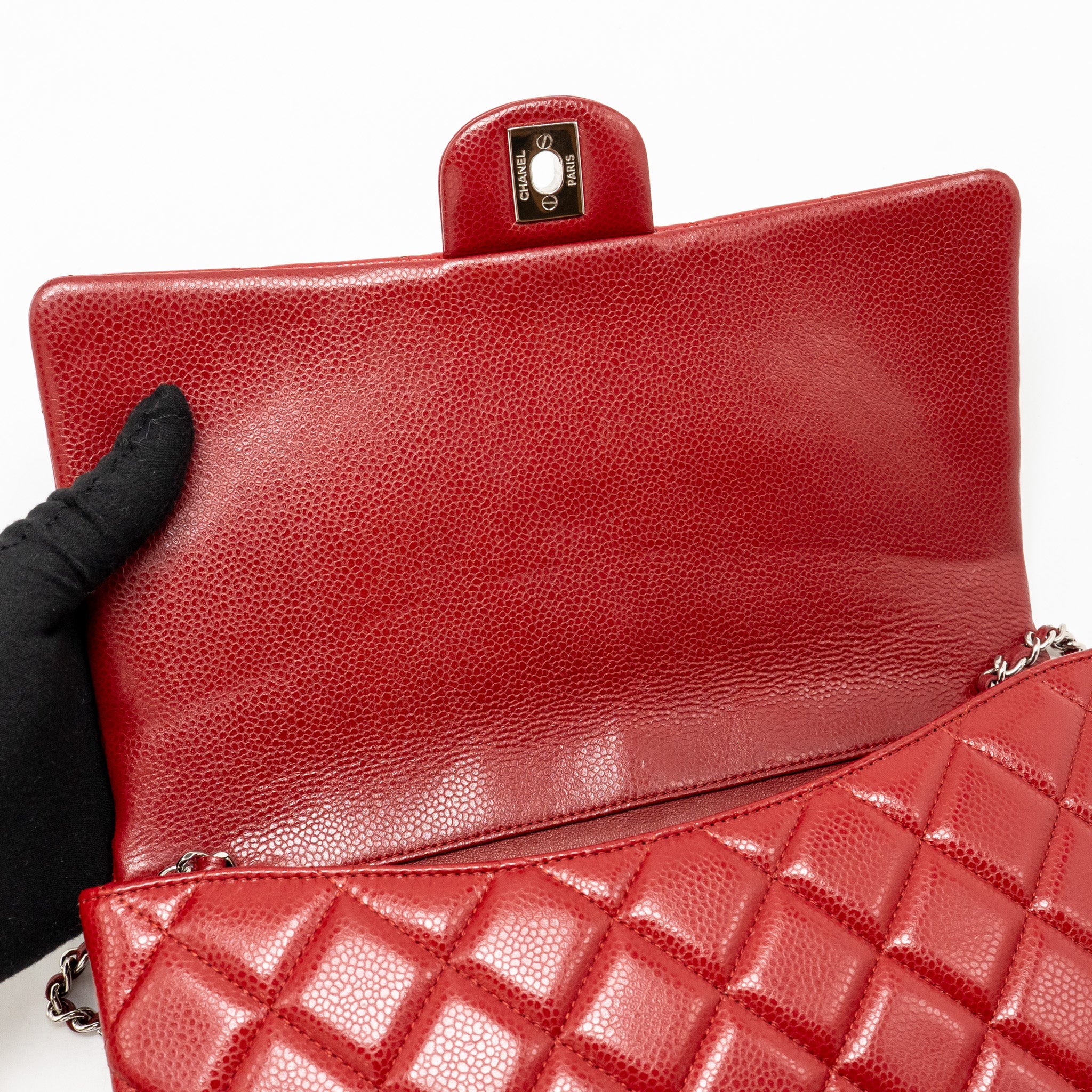 Chanel Timeless Flap Clutch Chain Bag Caviar Red SHW - Image 15