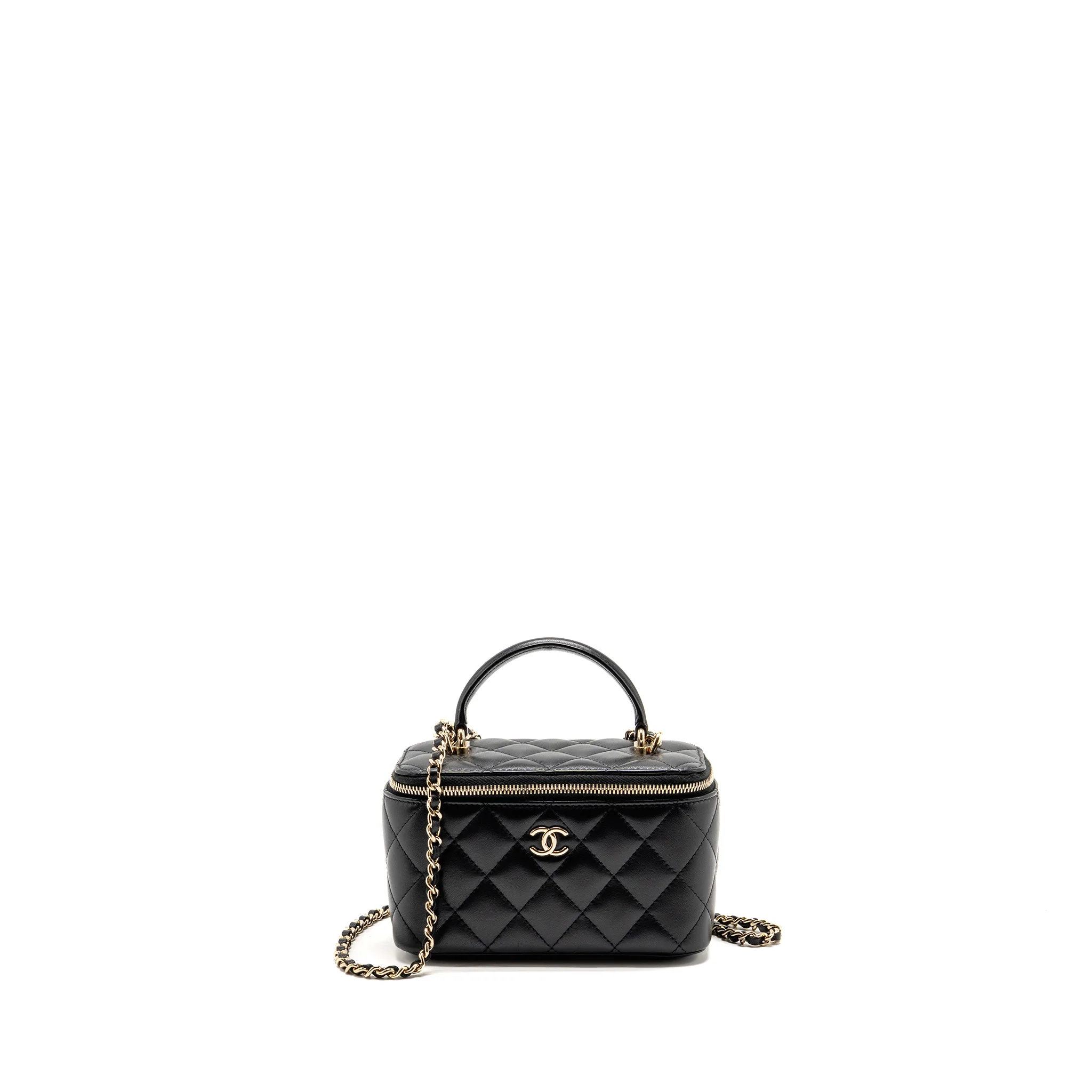 Chanel Top Handle Long Vanity with Chain Lambskin Black LGHW