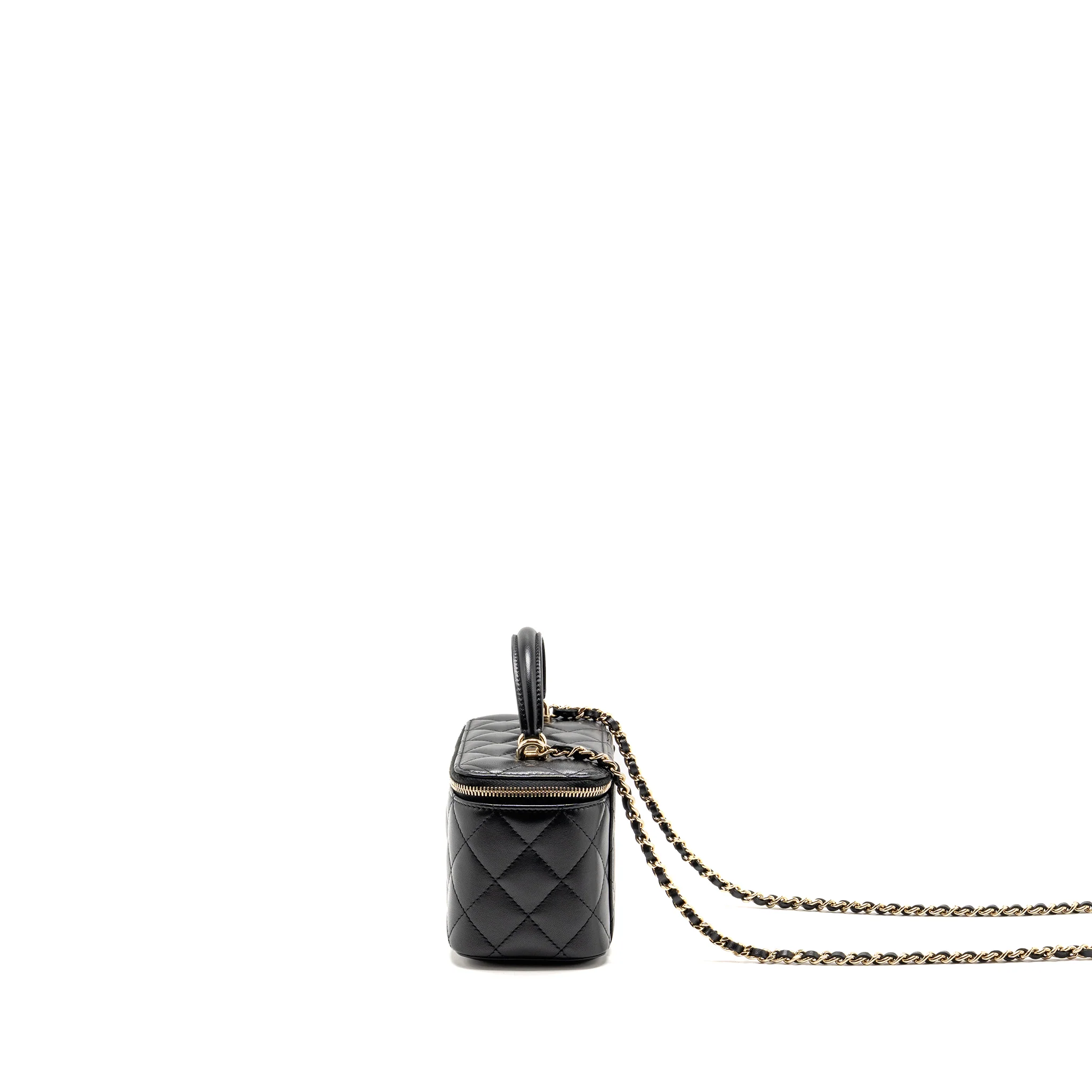 Chanel Top Handle Long Vanity with Chain Lambskin Black LGHW - Image 4