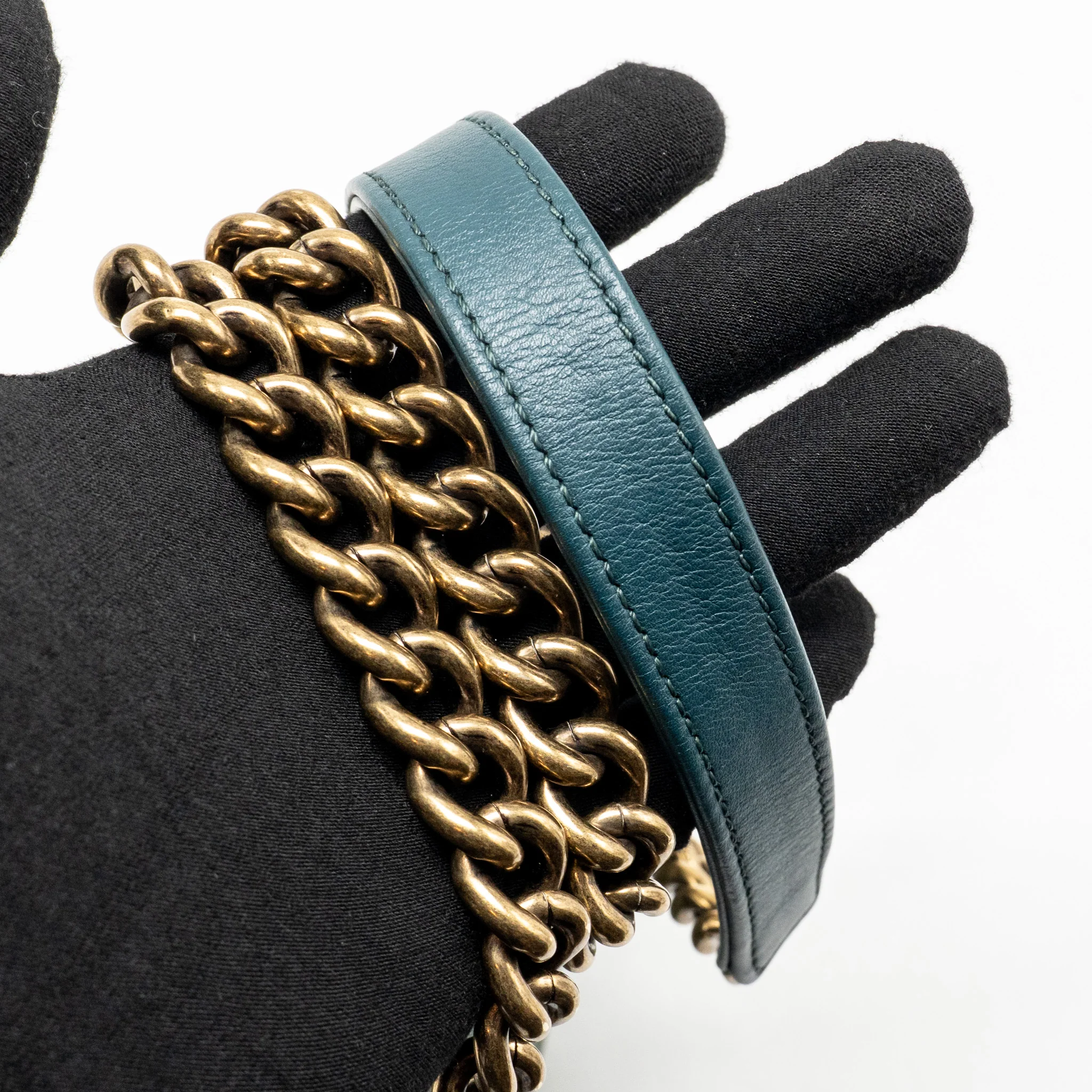 Chanel Top Handle Flap Shoulder Bag with Chain Caviar Dark Green GHW - Image 20