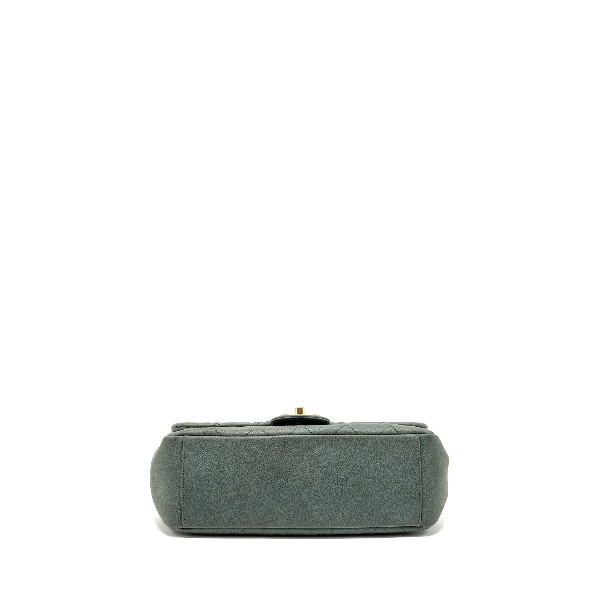 Chanel Top Handle Flap Shoulder Bag with Chain Caviar Dark Green GHW - Image 5