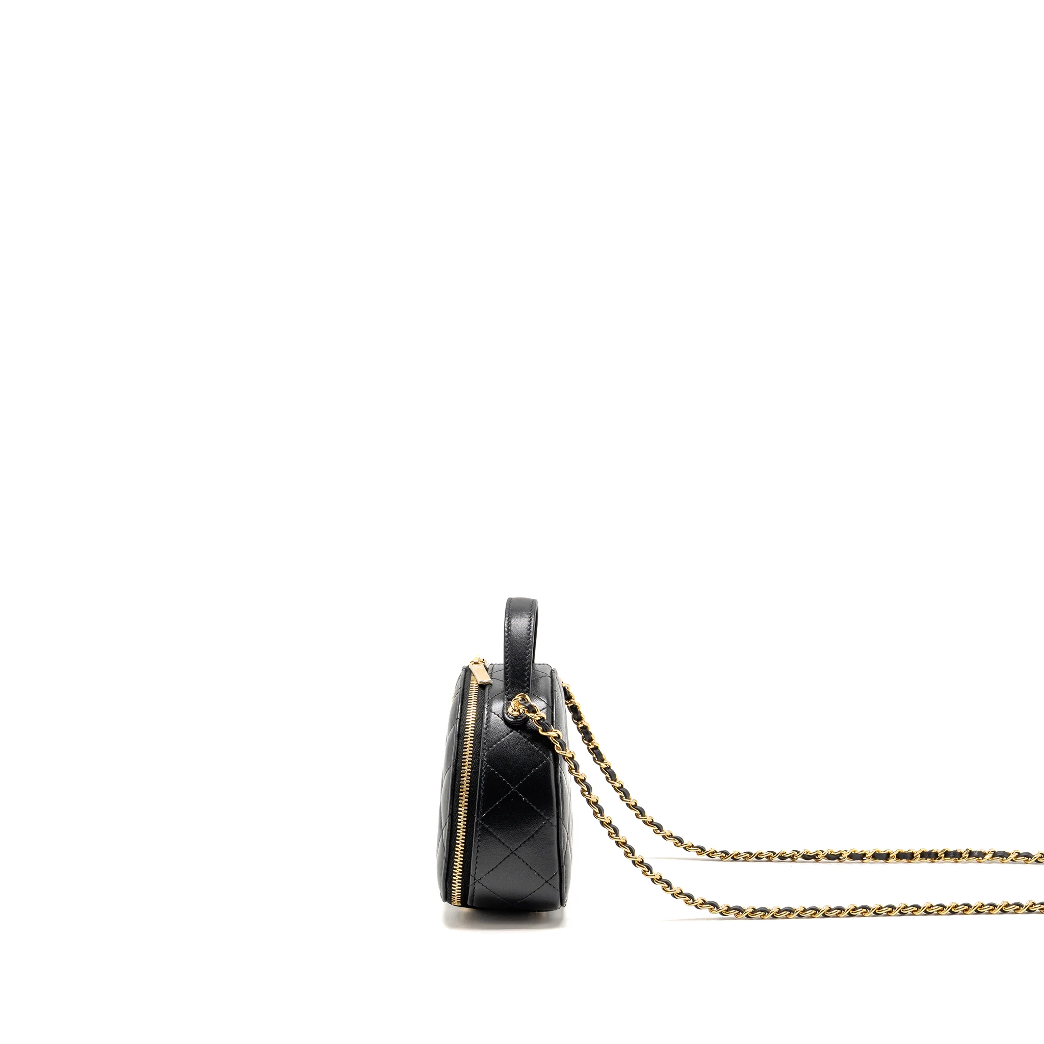 Chanel Top Handle Chic Riviera Vanity Case with Chain Shiny Lambskin Black GHW (Microchip) - Image 4