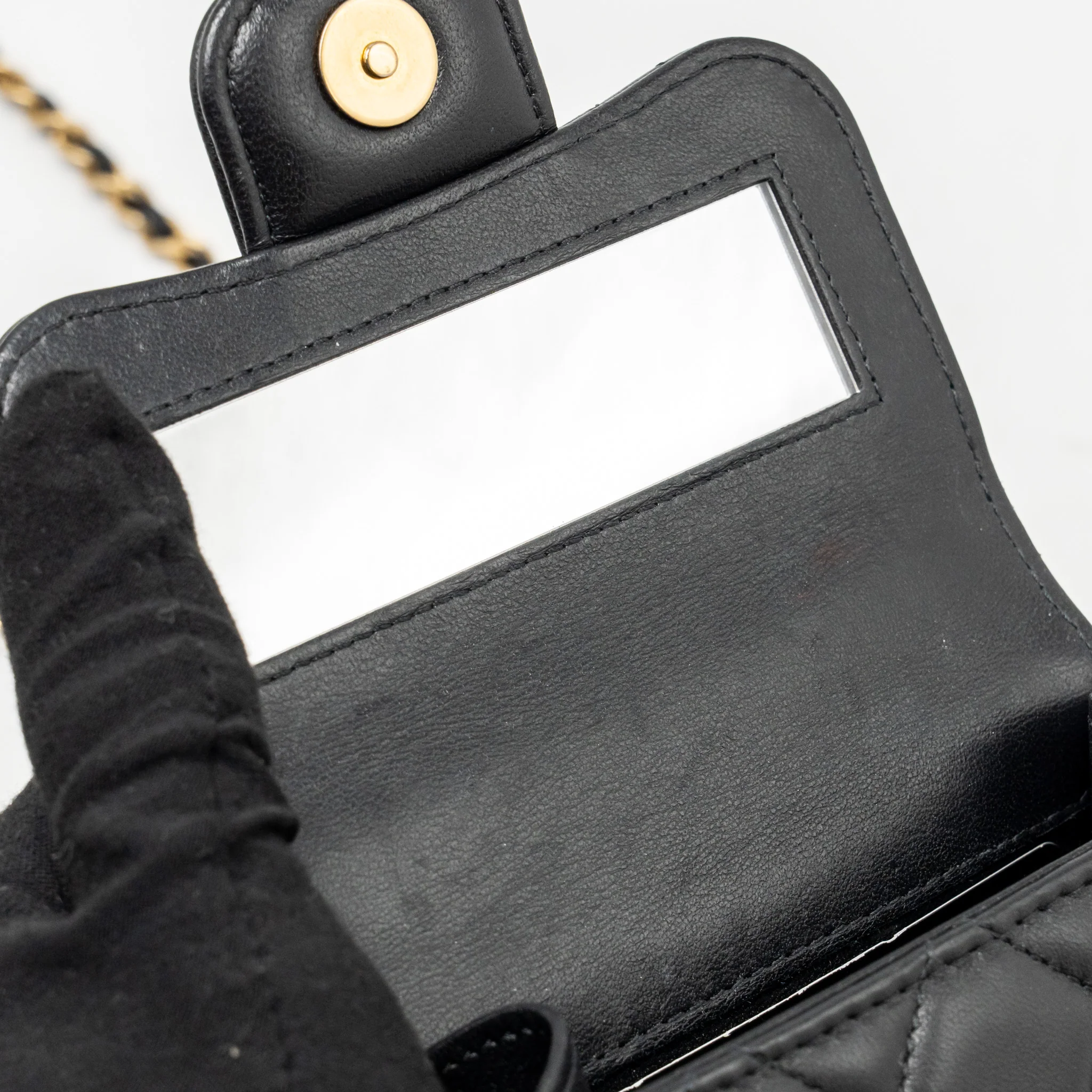 Chanel Top Handle Mini Flap Clutch with Chain Black Lambskin GHW (Microchip) - Image 16