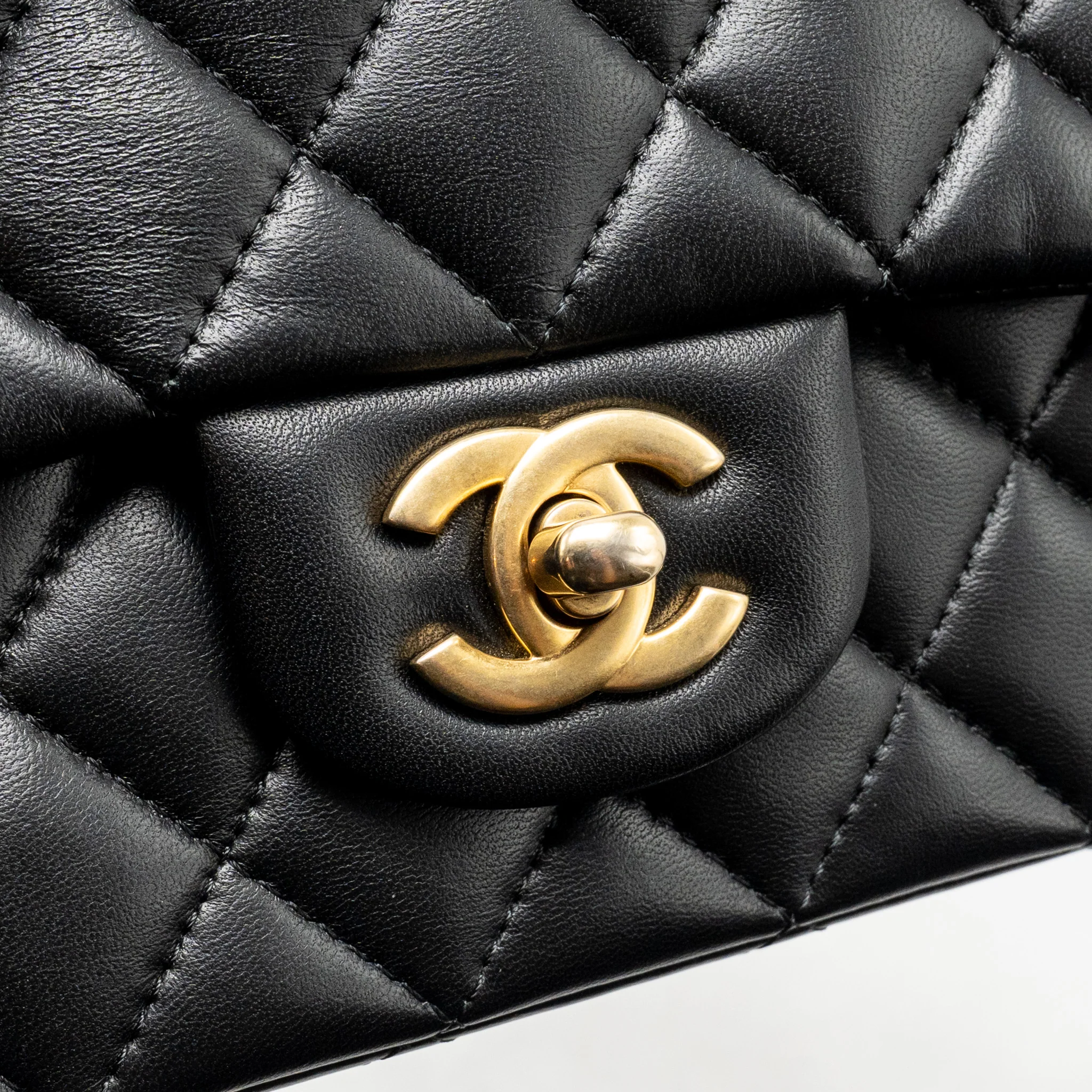 Chanel Top Handle Mini Rectangular Flap Bag Lambskin Black GHW (Microchip) - Image 13