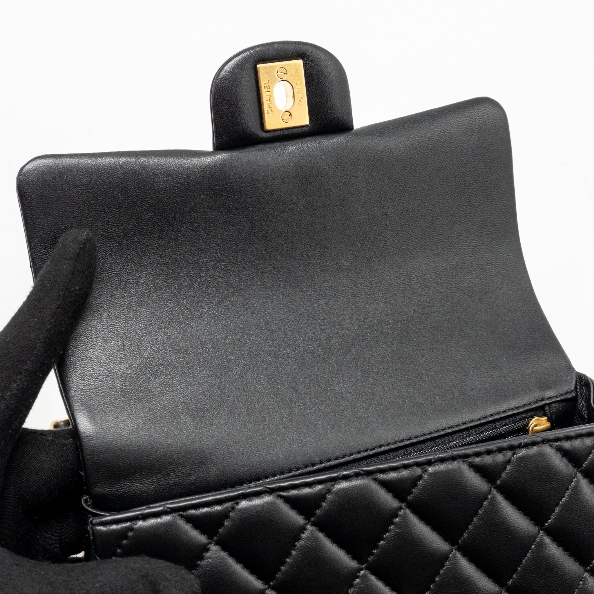 Chanel Top Handle Mini Rectangular Flap Bag Lambskin Black GHW (Microchip) - Image 15