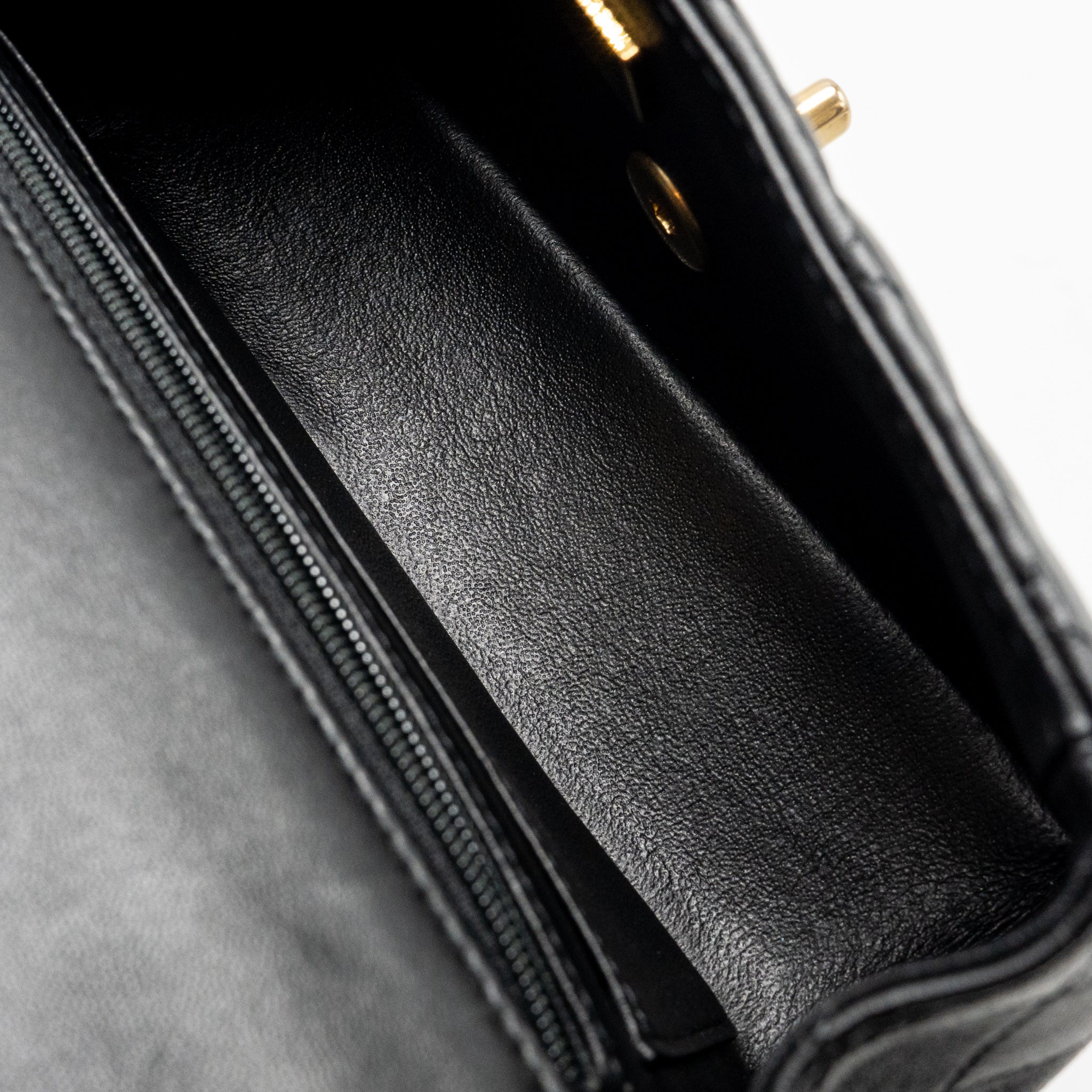 Chanel Top Handle Mini Rectangular Flap Bag Lambskin Black GHW (Microchip) - Image 16