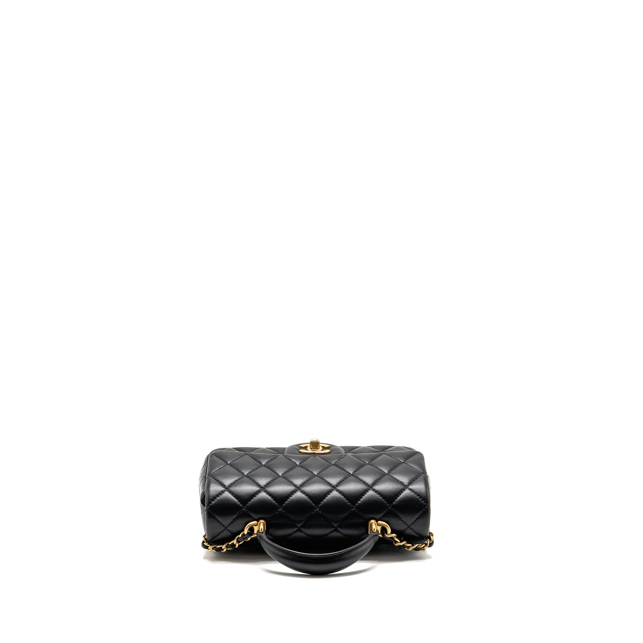 Chanel Top Handle Mini Rectangular Flap Bag Lambskin Black GHW (Microchip) - Image 5