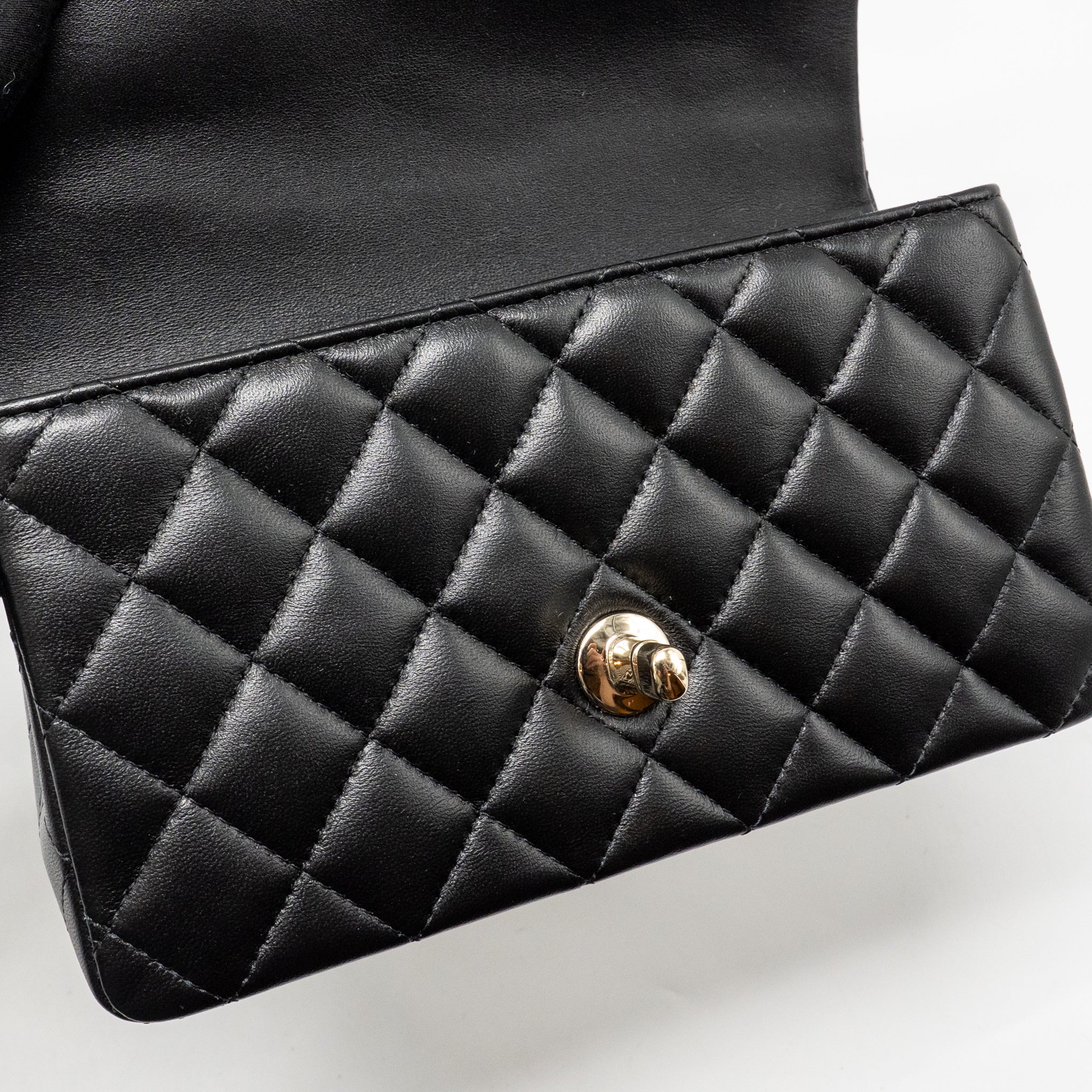 Chanel Top Handle Mini Rectangular Flap Bag Lambskin Black LGHW (microchip) - Image 14
