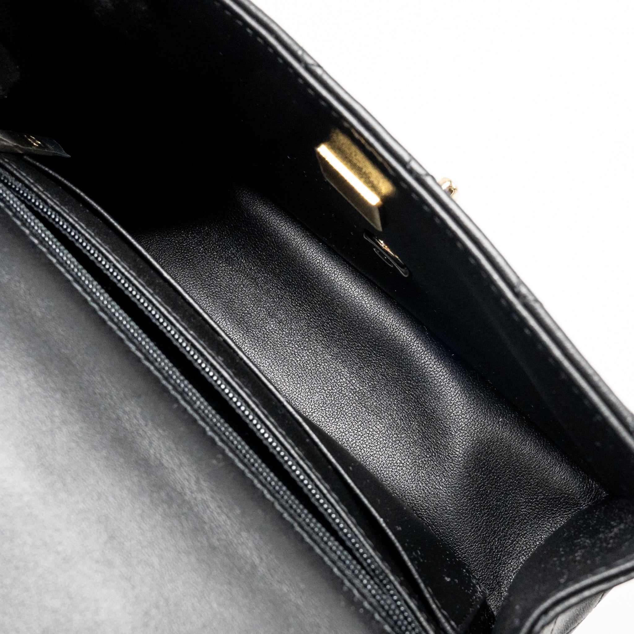 Chanel Top Handle Mini Rectangular Flap Bag Lambskin Black LGHW (microchip) - Image 16