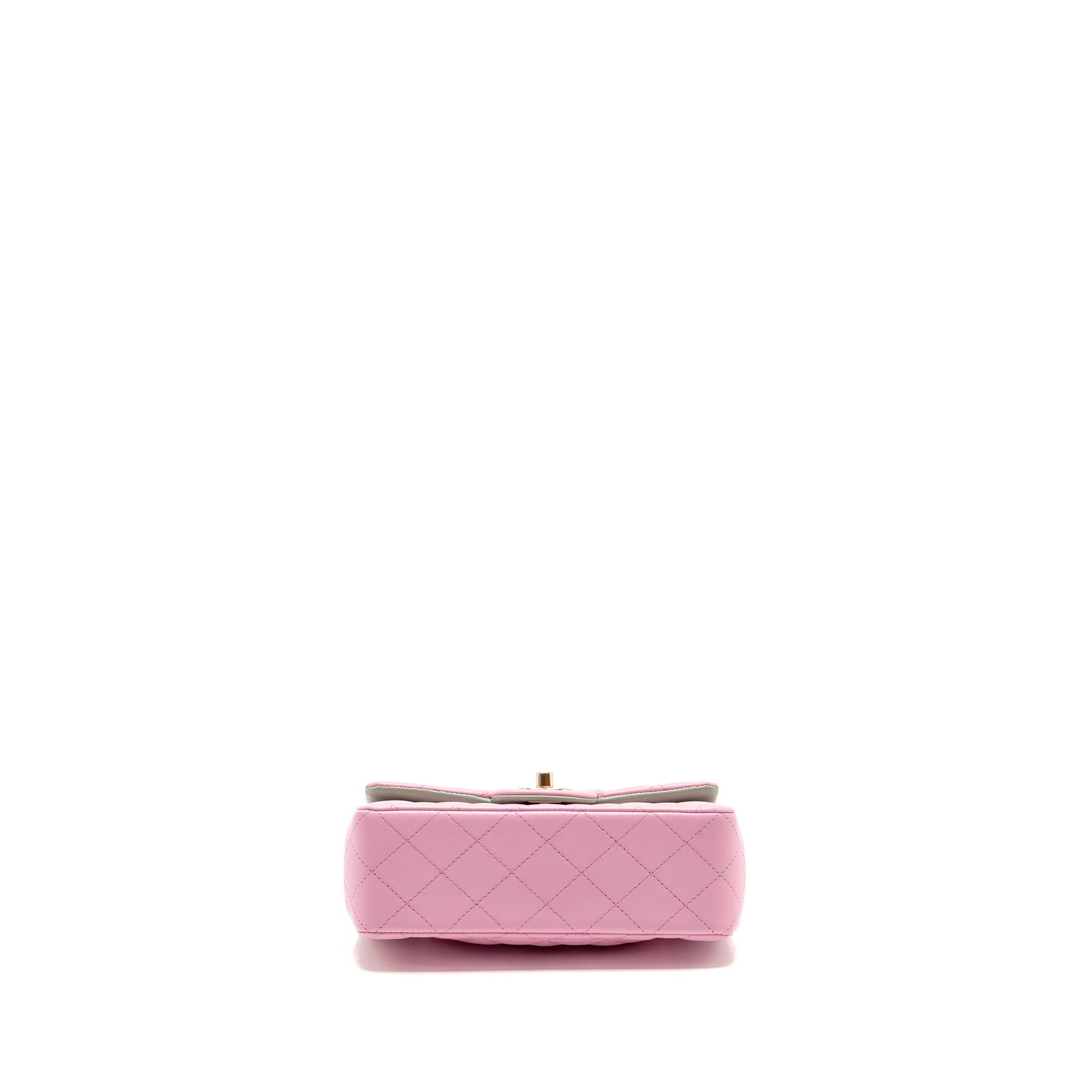 Chanel Top Handle Mini Rectangular Flap Bag Lambskin pink / Light Green LGHW (Microchip) - Image 6