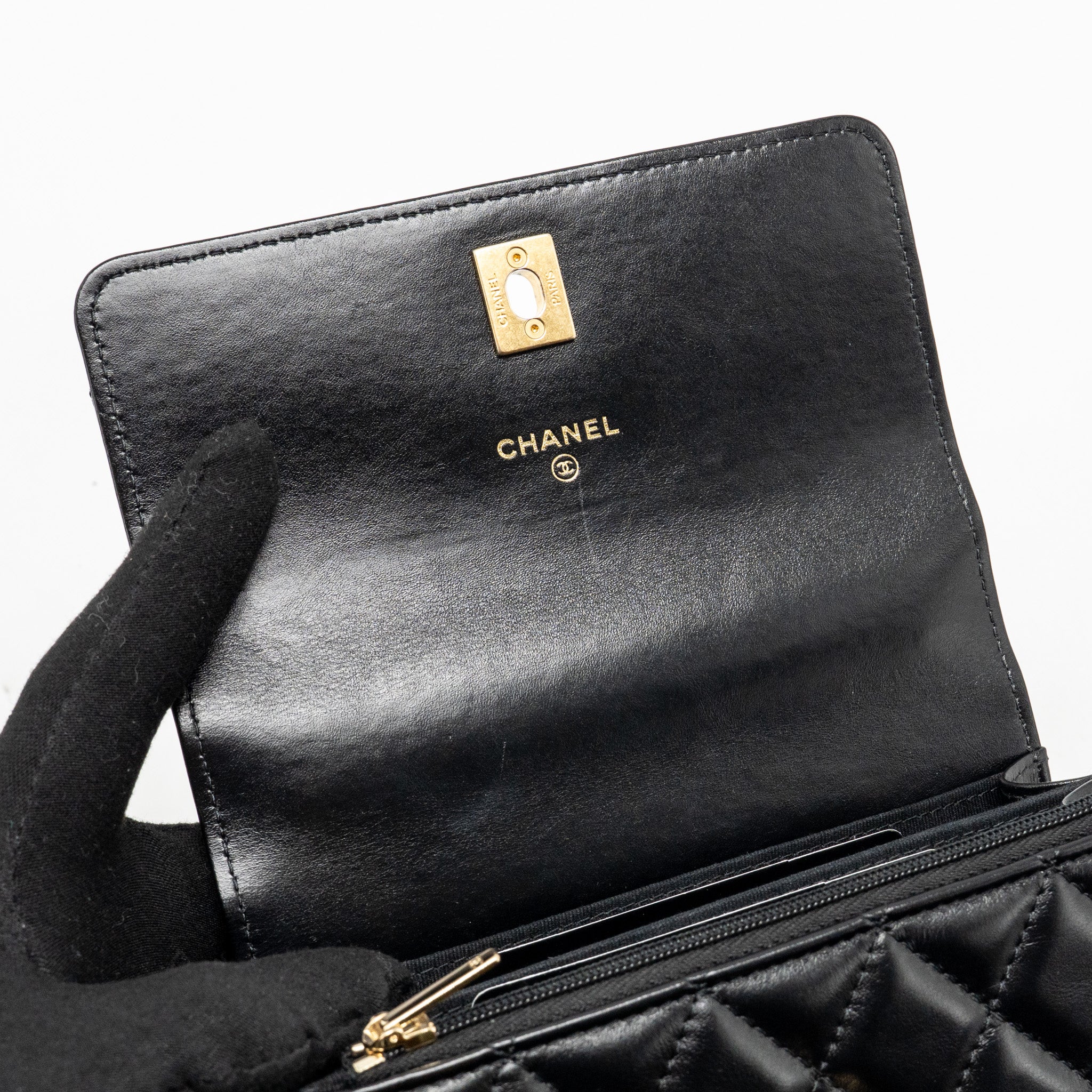 Chanel Top Handle Mini Wallet On Chain Calfskin Black GHW(microchip) - Image 14