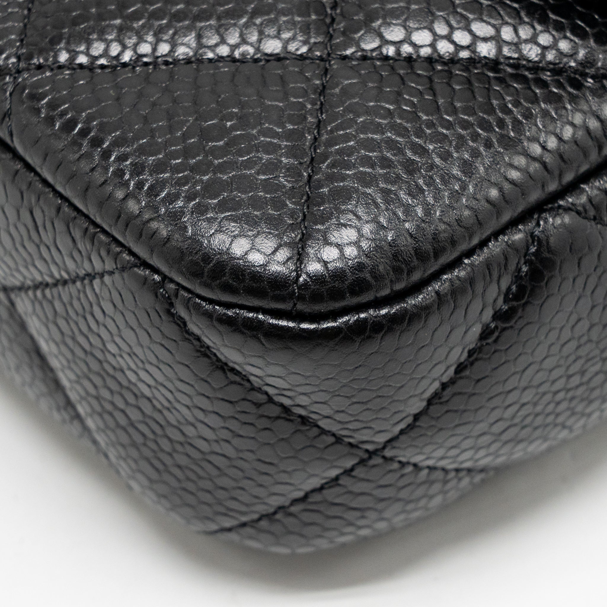 Chanel Top Handle Quilted CC Flap Bag Grained Shiny Calfskin Black GHW (Microchip) - Image 10