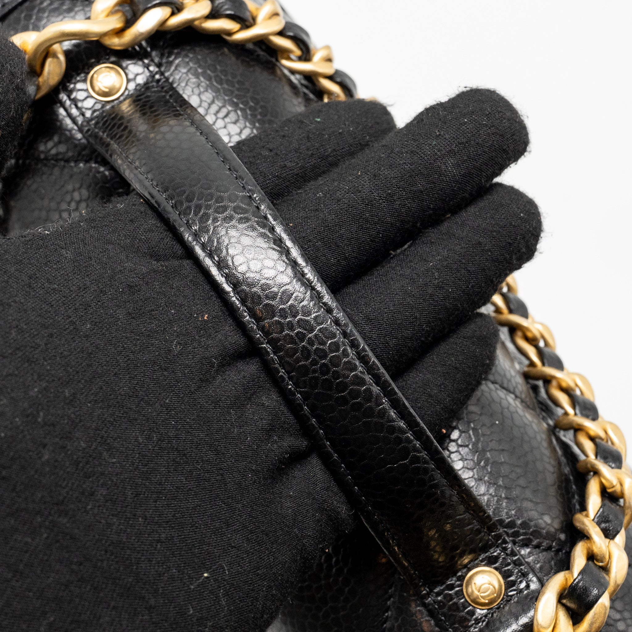 Chanel Top Handle Quilted CC Flap Bag Grained Shiny Calfskin Black GHW (Microchip) - Image 13