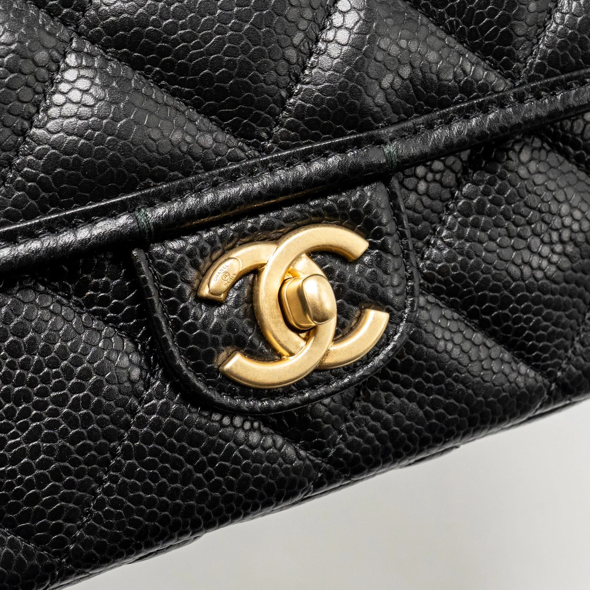 Chanel Top Handle Quilted CC Flap Bag Grained Shiny Calfskin Black GHW (Microchip) - Image 14