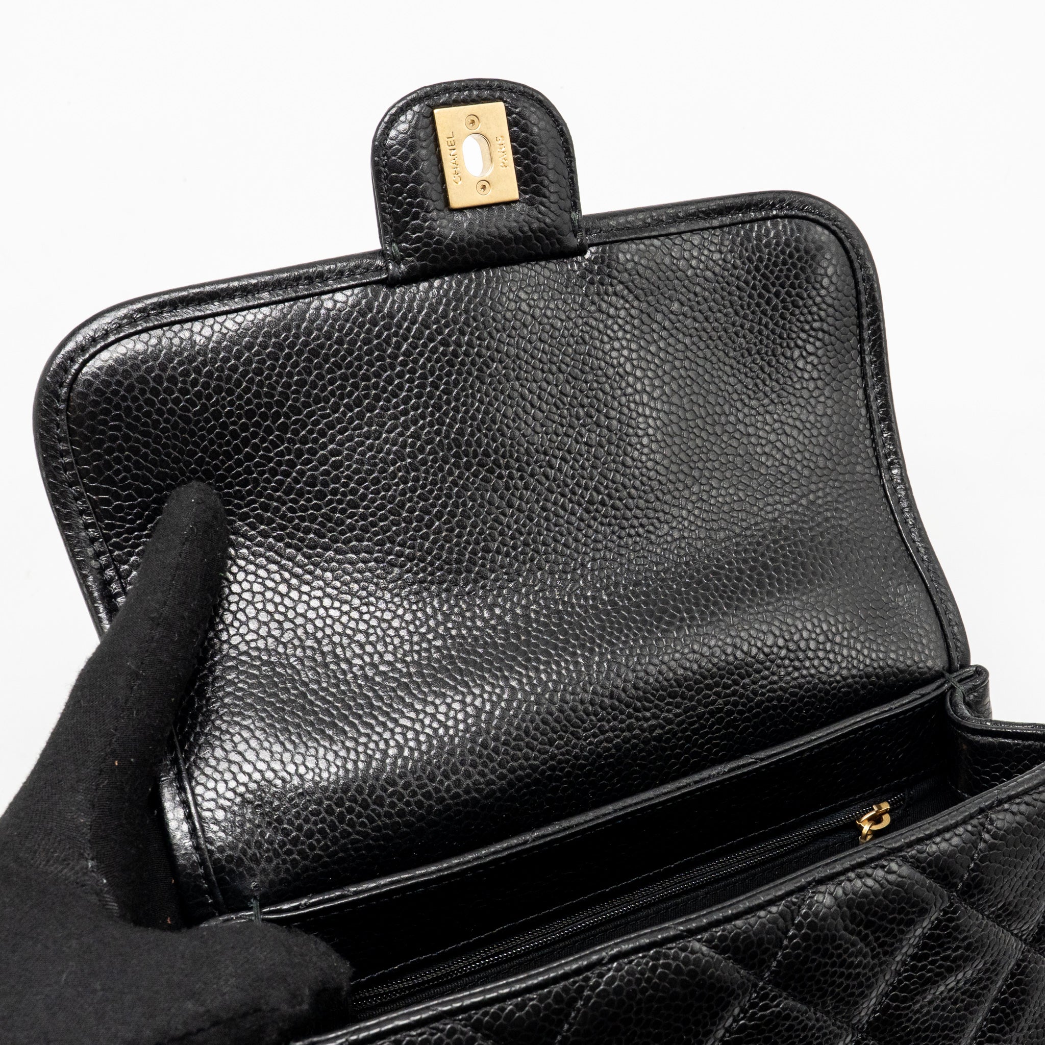 Chanel Top Handle Quilted CC Flap Bag Grained Shiny Calfskin Black GHW (Microchip) - Image 16