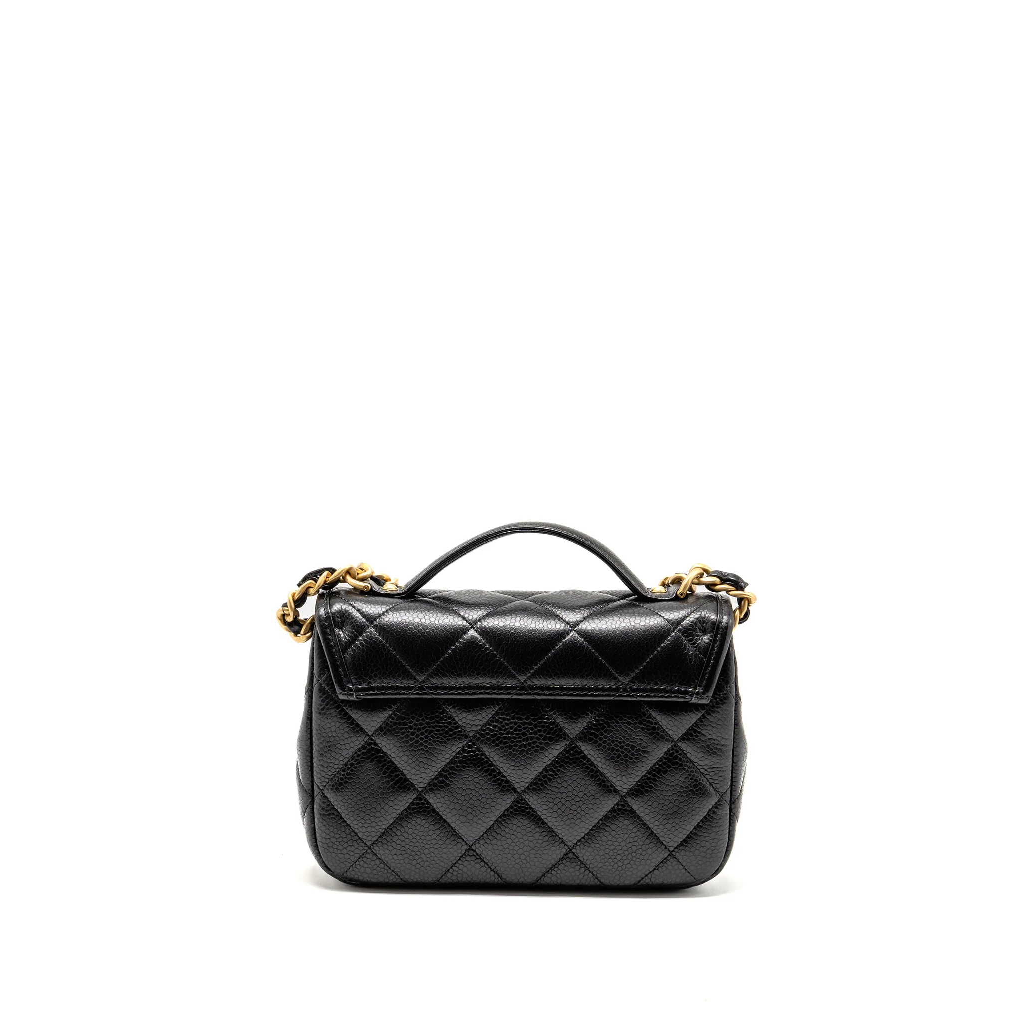 Chanel Top Handle Quilted CC Flap Bag Grained Shiny Calfskin Black GHW (Microchip) - Image 2