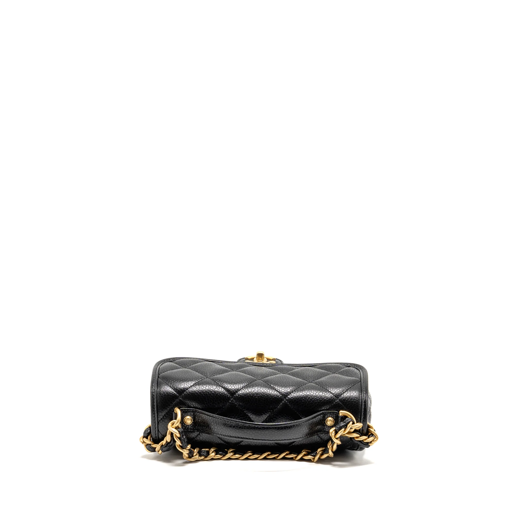 Chanel Top Handle Quilted CC Flap Bag Grained Shiny Calfskin Black GHW (Microchip) - Image 5