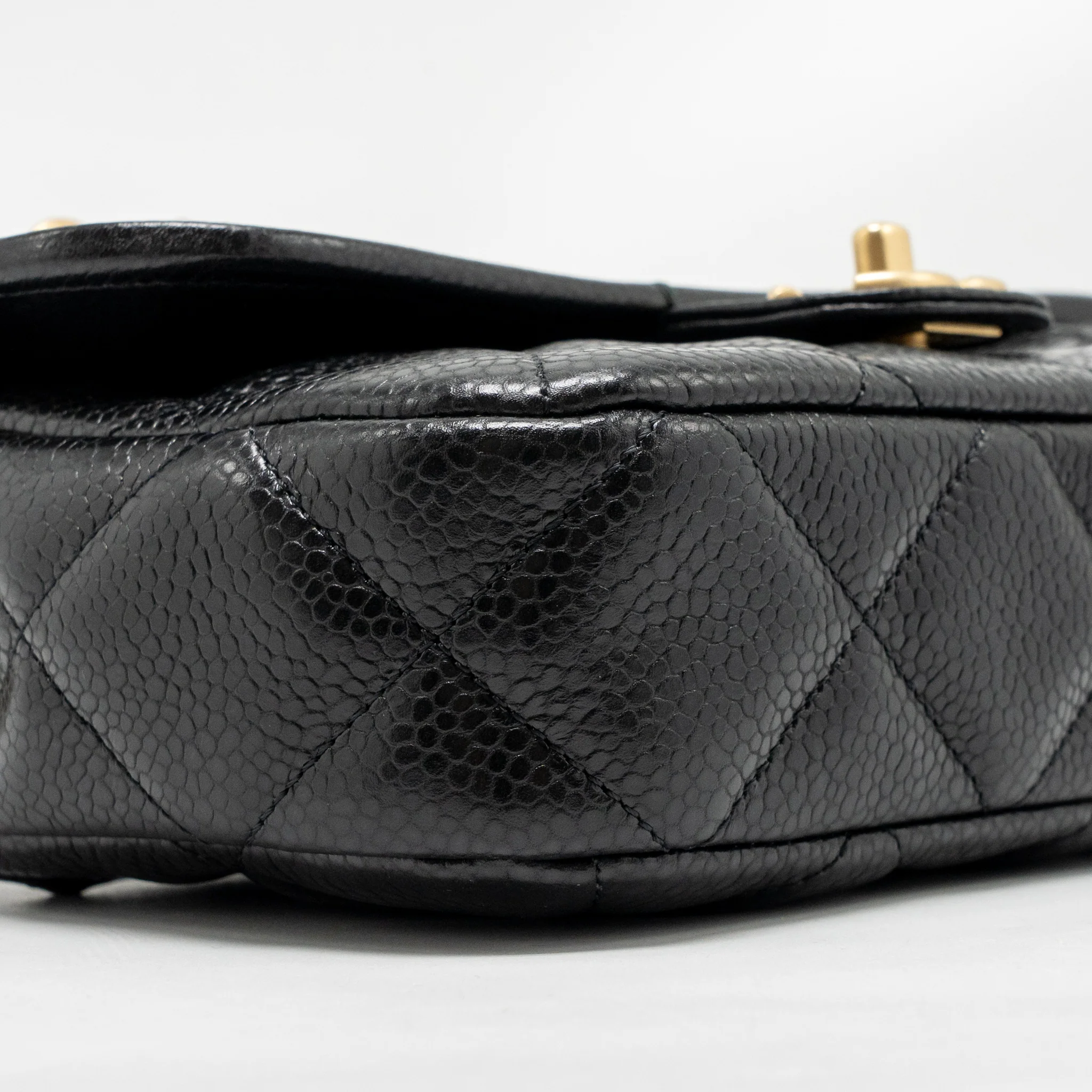 Chanel Top Handle Quilted CC Flap Bag Grained Shiny Calfskin Black GHW (Microchip) - Image 7