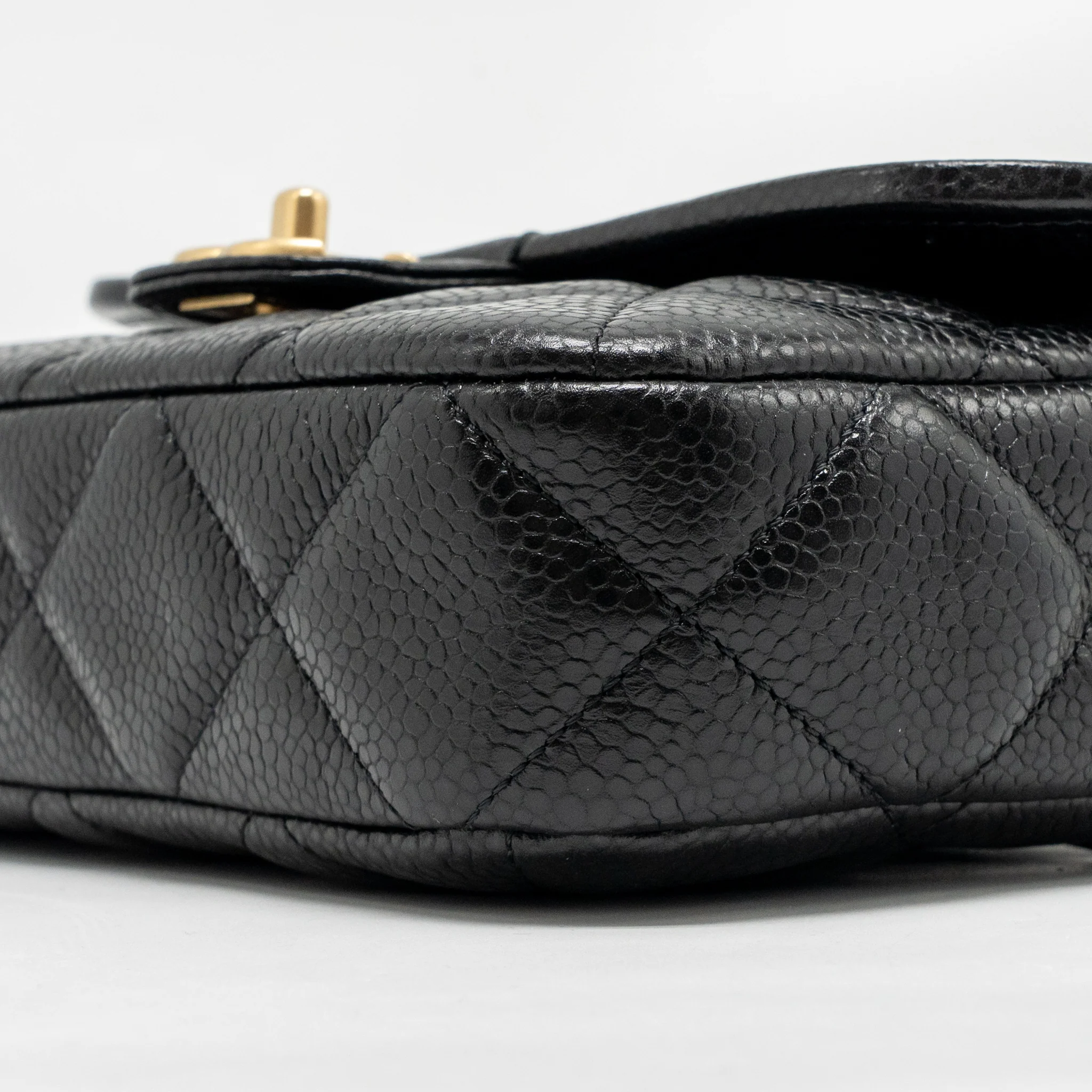 Chanel Top Handle Quilted CC Flap Bag Grained Shiny Calfskin Black GHW (Microchip) - Image 8