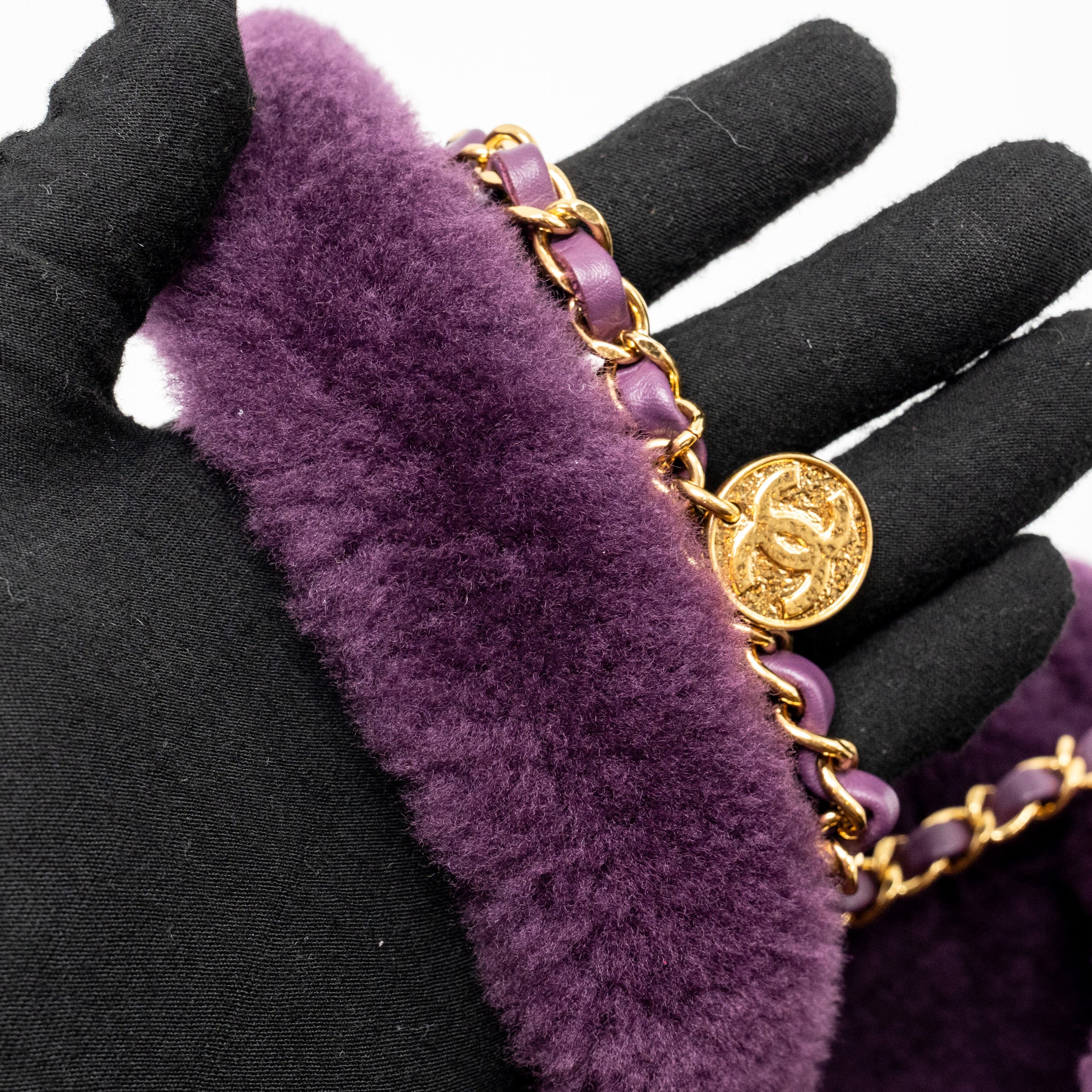 Chanel Top Handle Small Vanity Case Shearling Purple GHW (Microchip) - Image 18